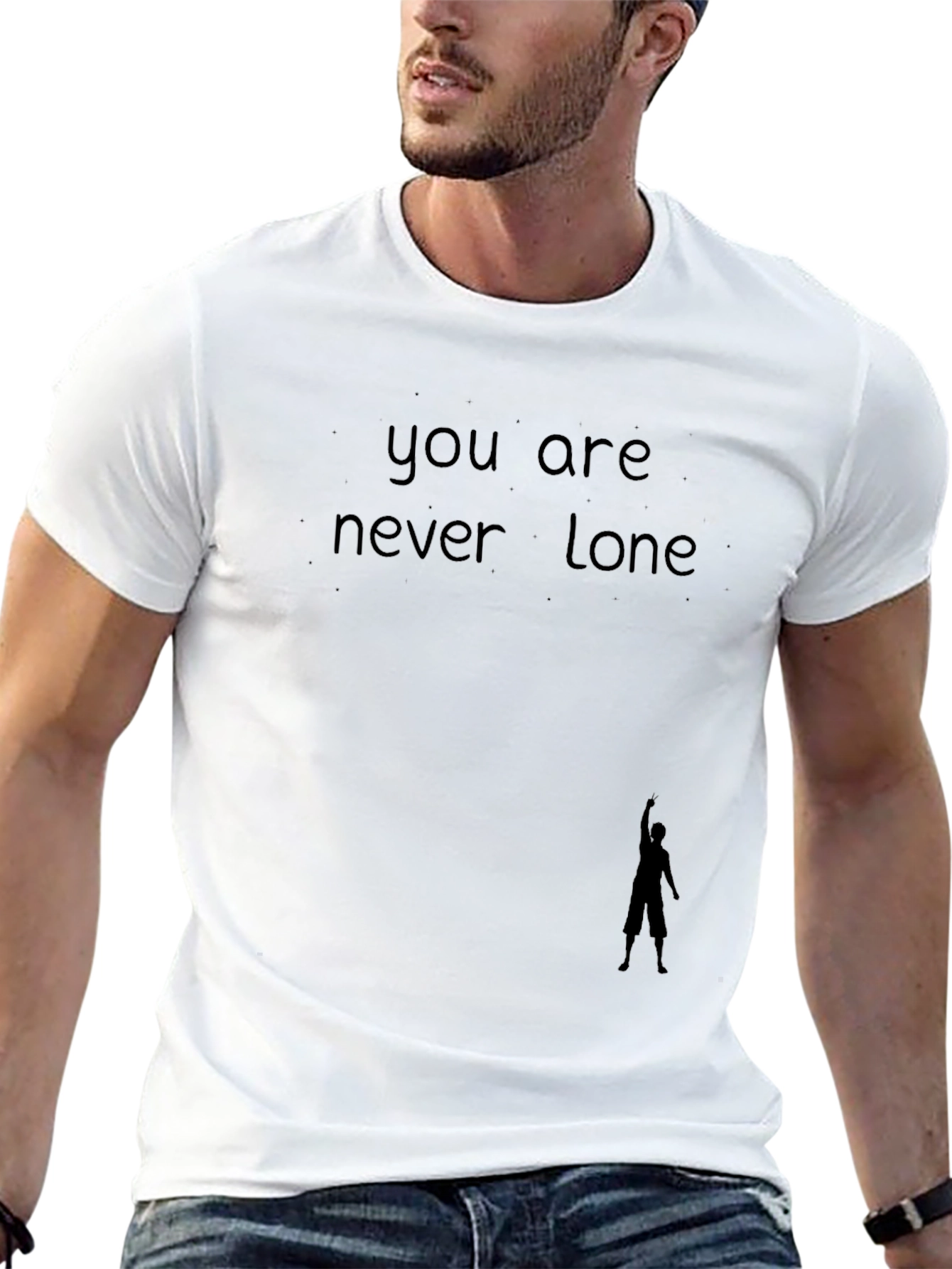 Never Lone Black Graphic Tee