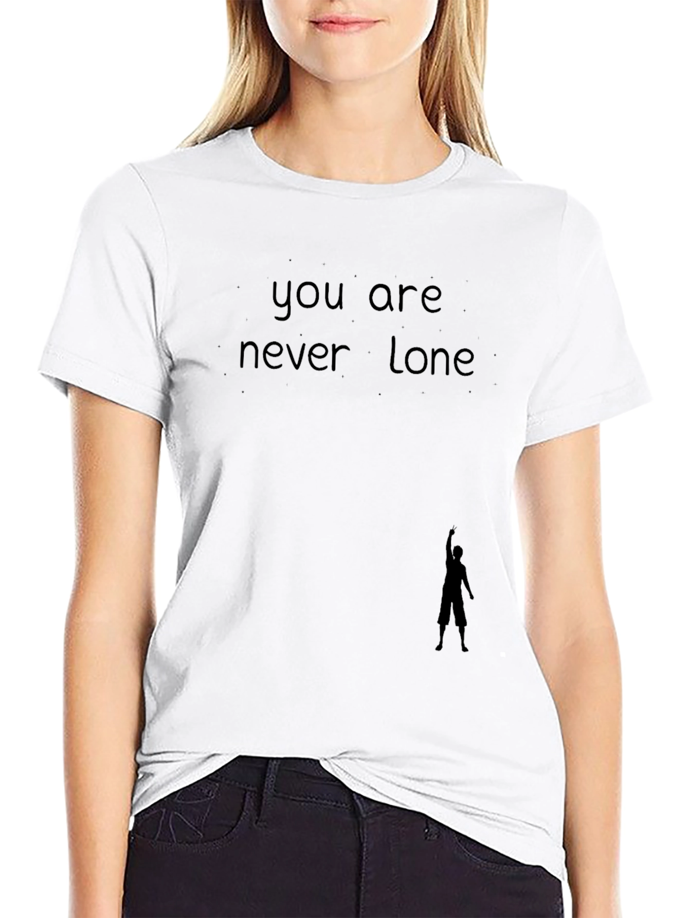 Never Lone Black Graphic Tee
