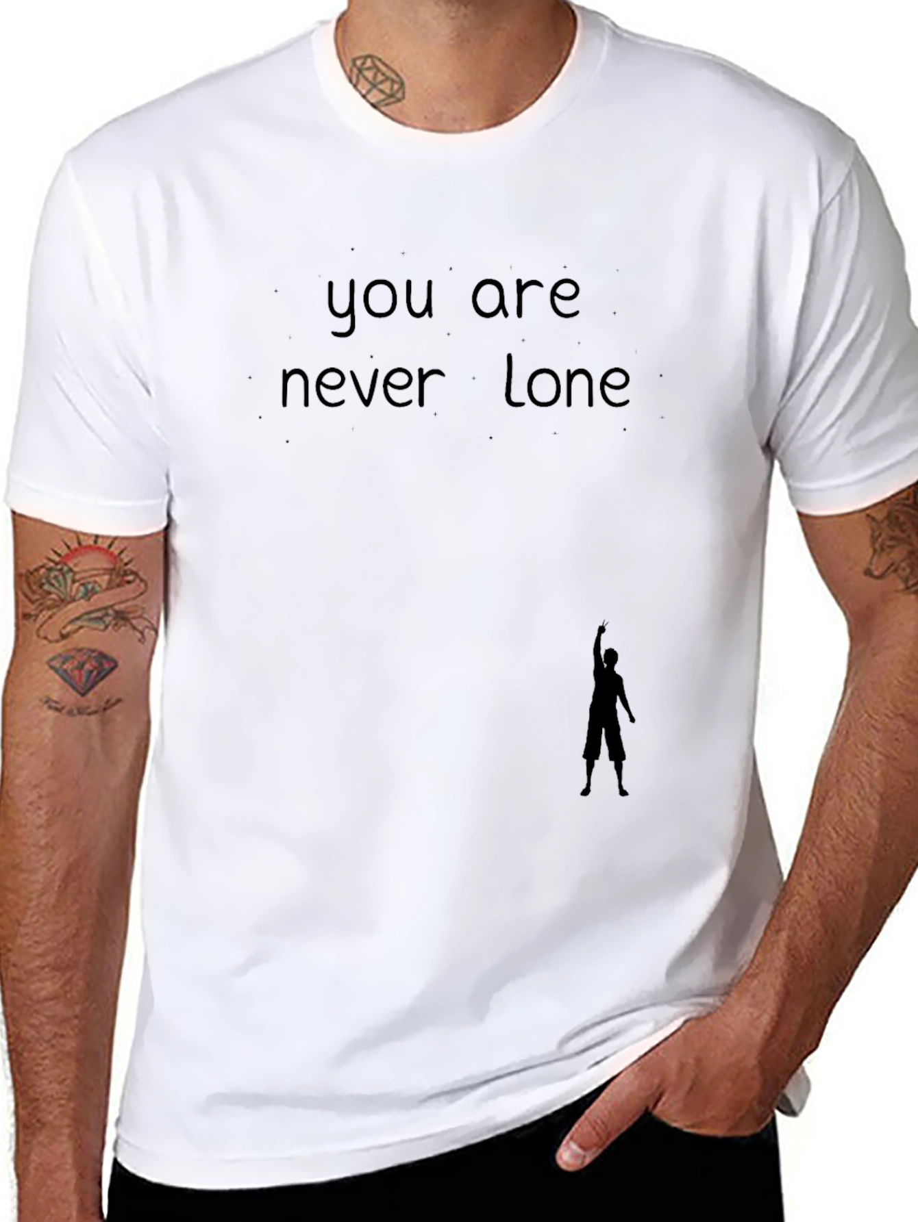 Never Lone Black Graphic Tee