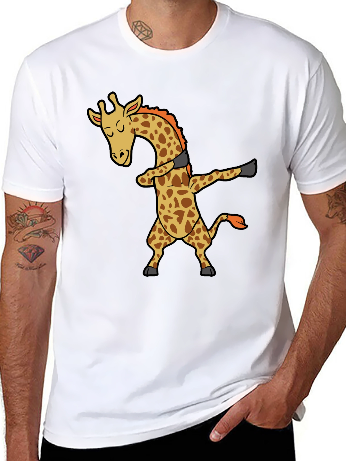 Dabbing Giraffe Black T-Shirt - Trendy Graphic Tee