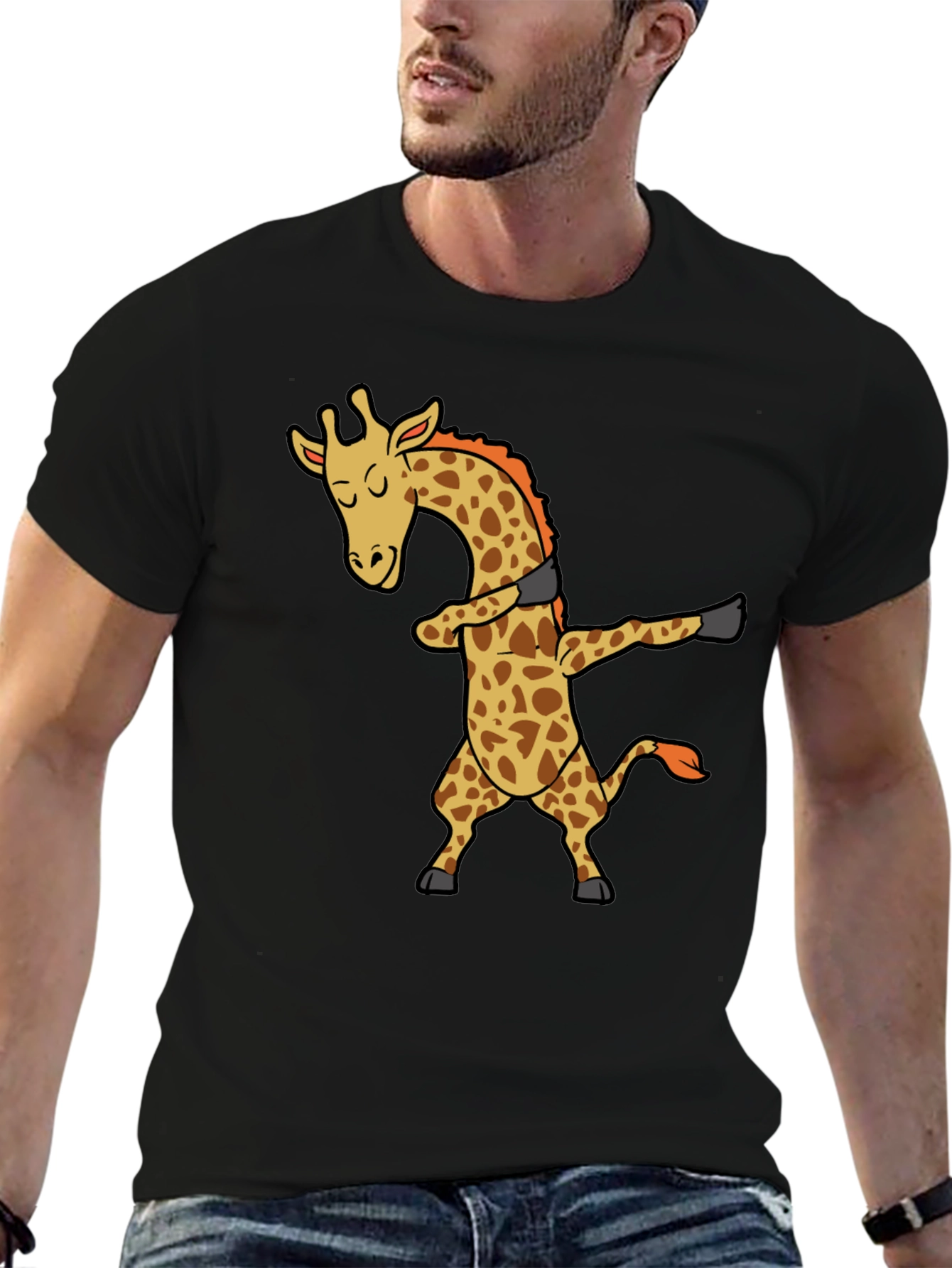 Dabbing Giraffe Black T-Shirt - Trendy Graphic Tee