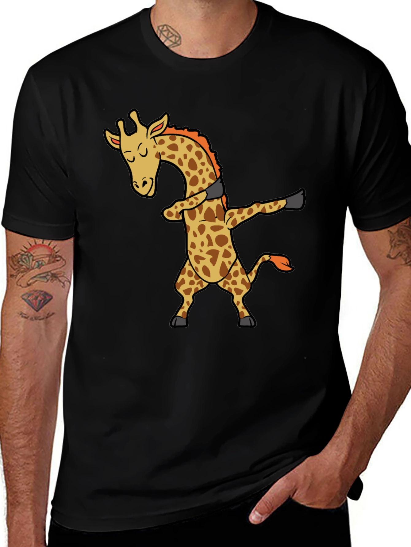 Dabbing Giraffe Black T-Shirt - Trendy Graphic Tee