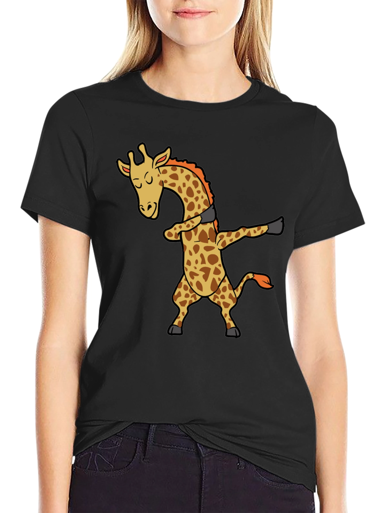 Dabbing Giraffe Black T-Shirt - Trendy Graphic Tee