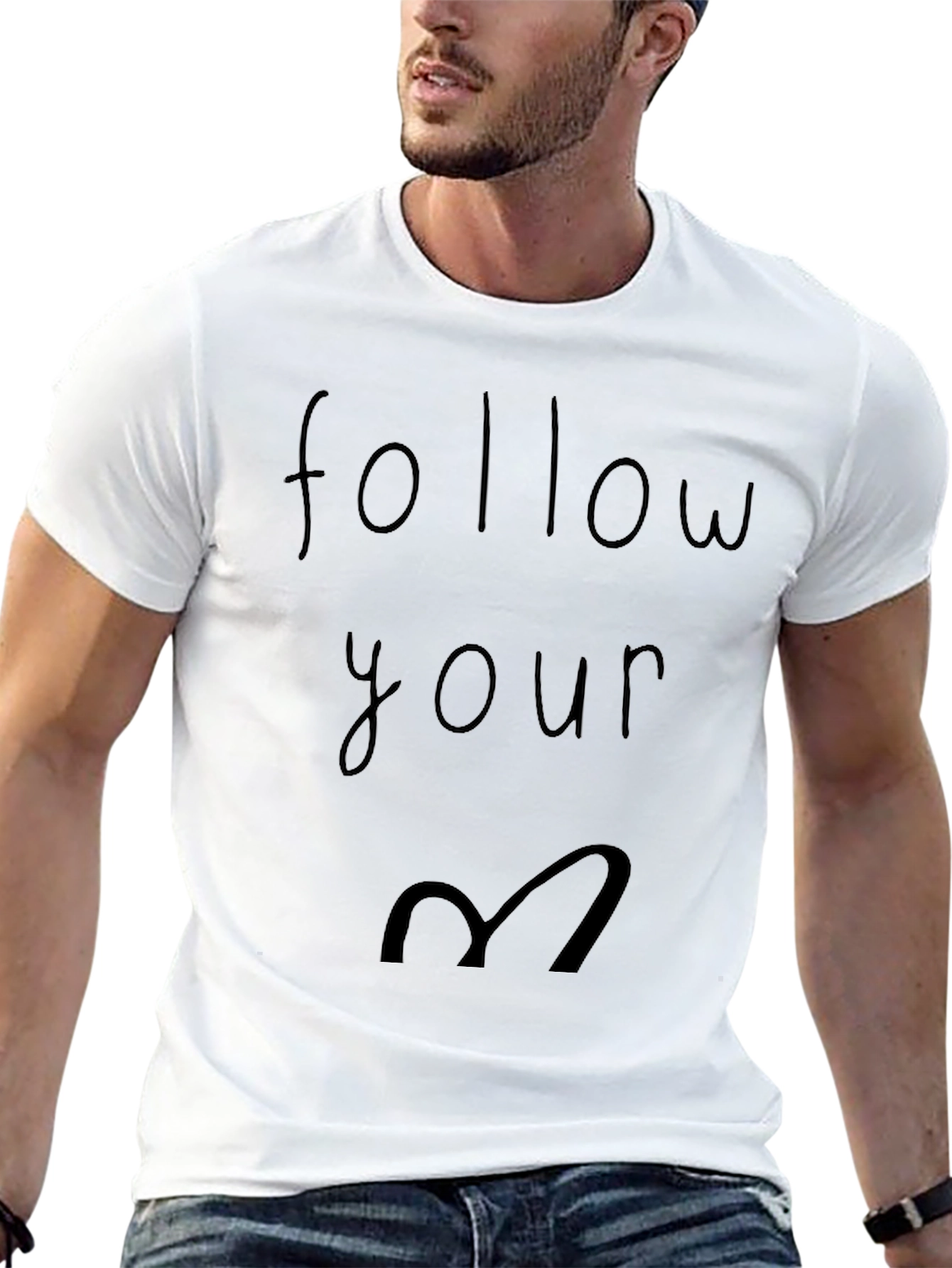 Follow Your Heart Graphic Tee - Casual Black T-Shirt