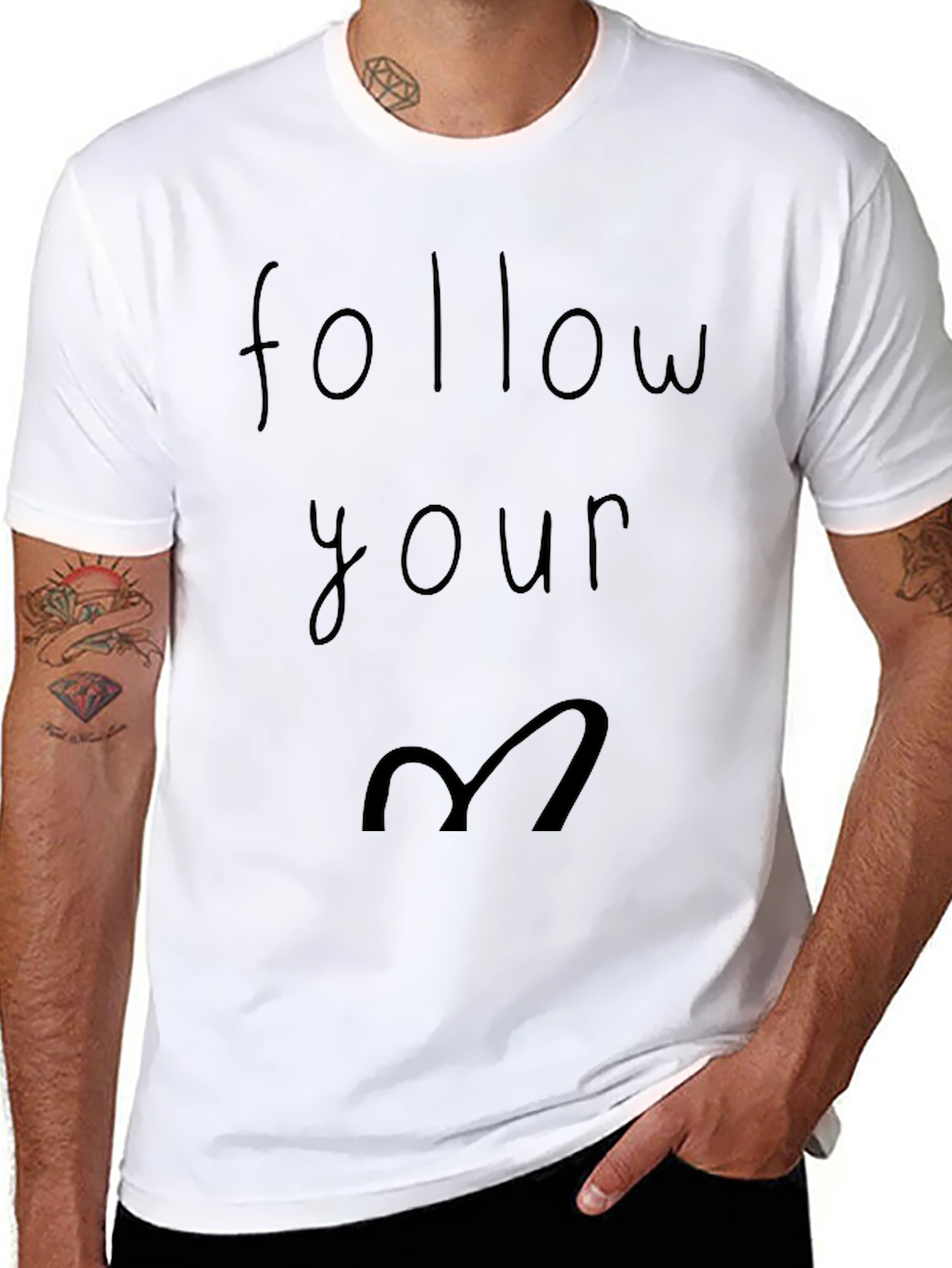 Follow Your Heart Graphic Tee - Casual Black T-Shirt