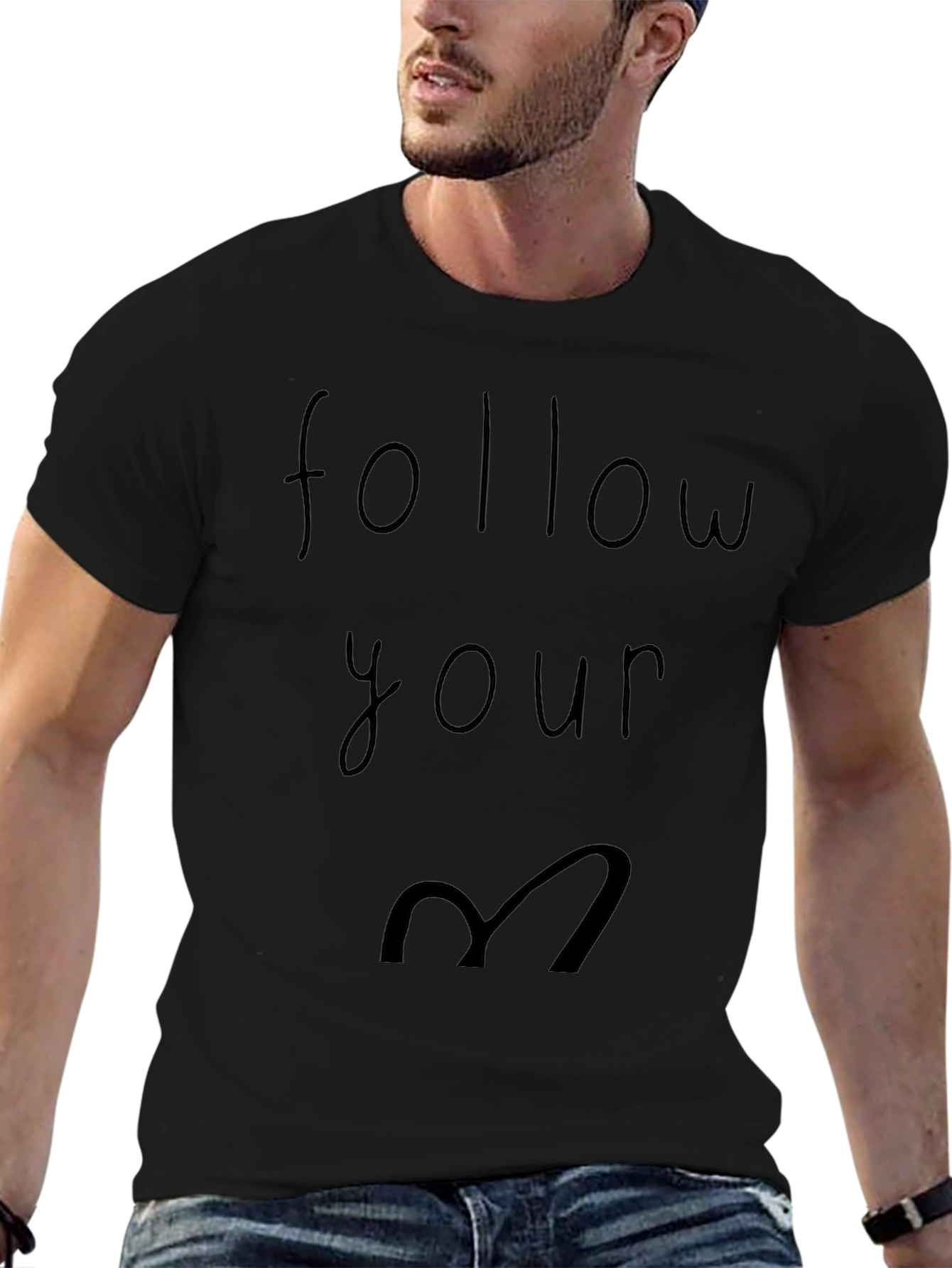 Follow Your Heart Graphic Tee - Casual Black T-Shirt