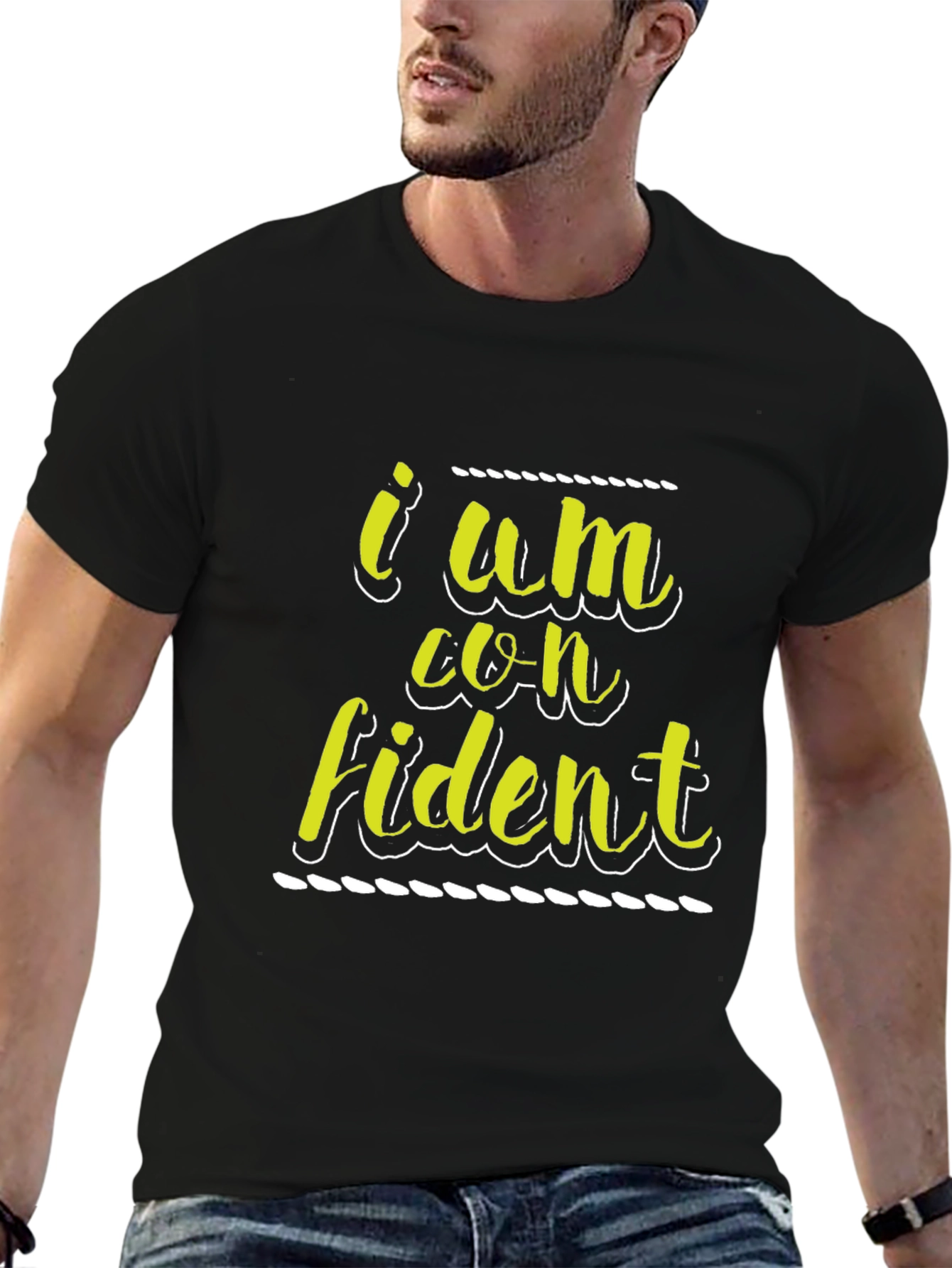 Confident Graphic Print Black T-Shirt