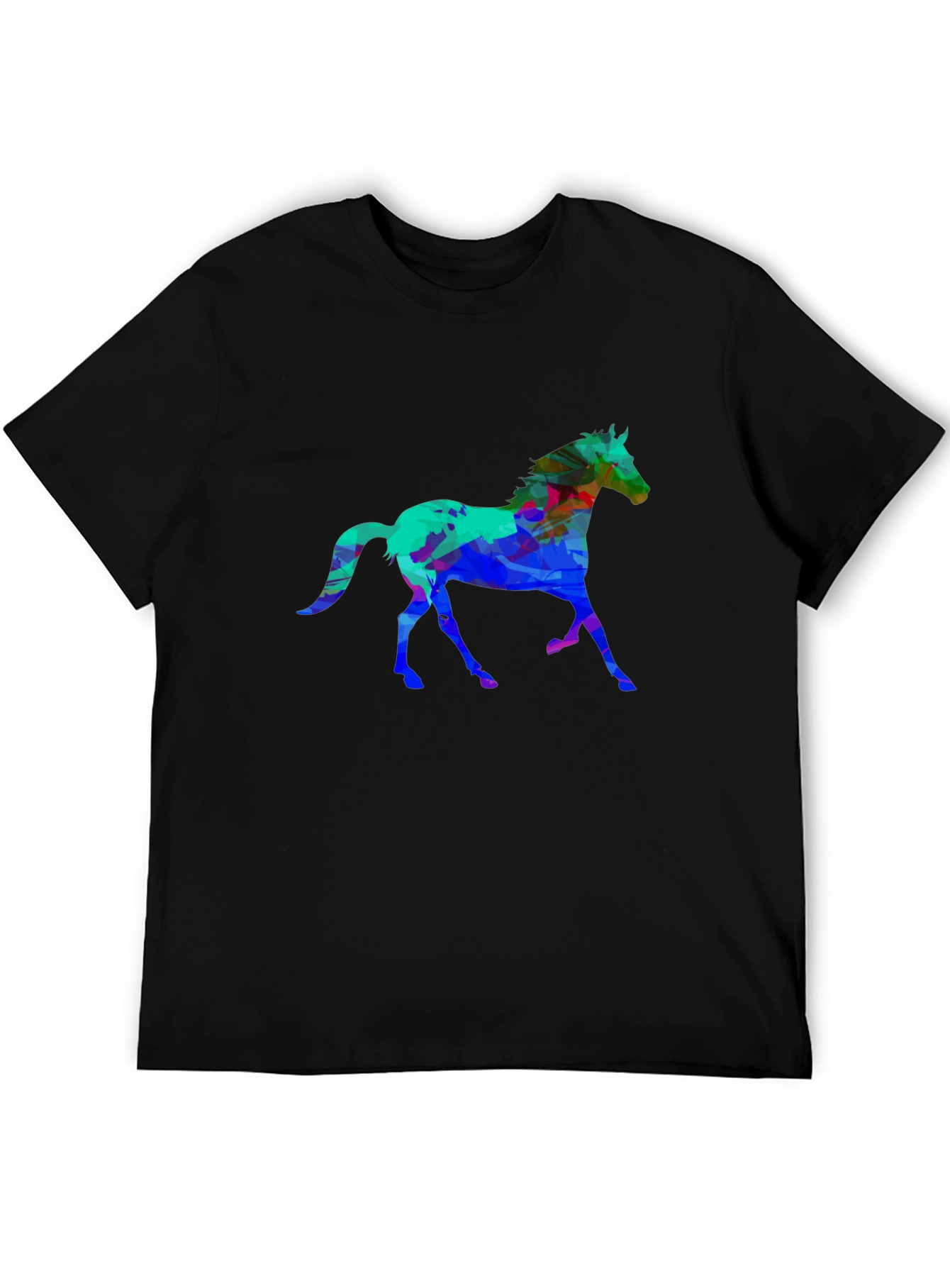 Abstract Horse Graphic Black T-Shirt