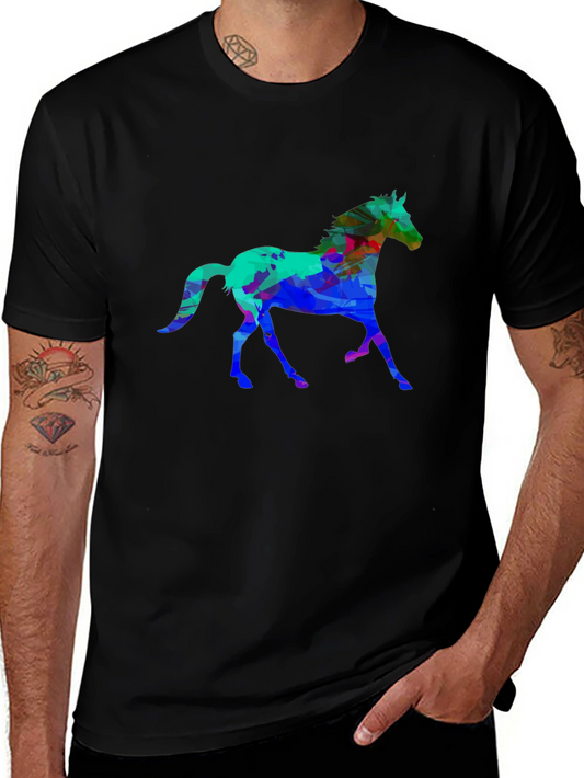 Abstract Horse Graphic Black T-Shirt