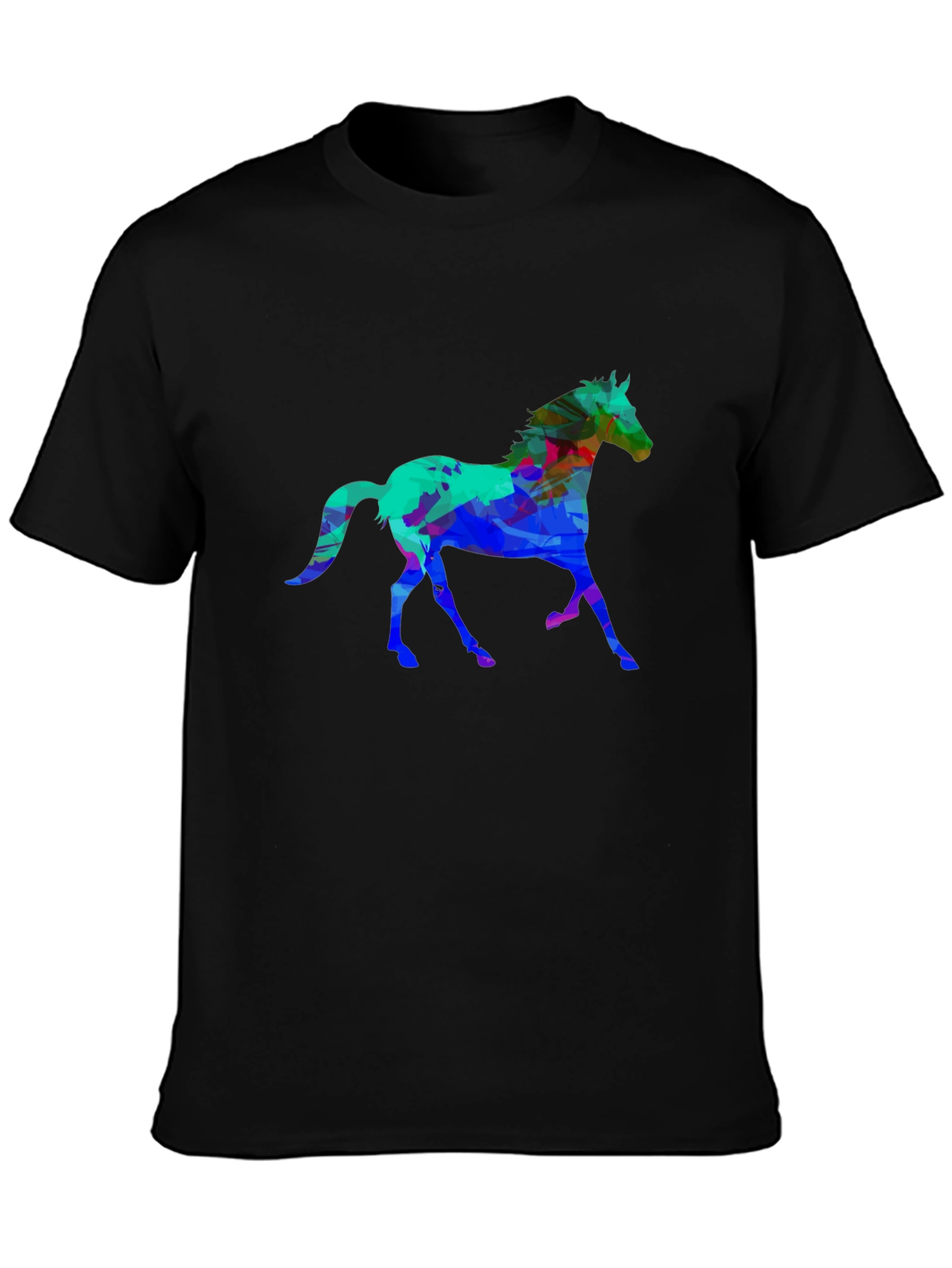 Abstract Horse Graphic Black T-Shirt