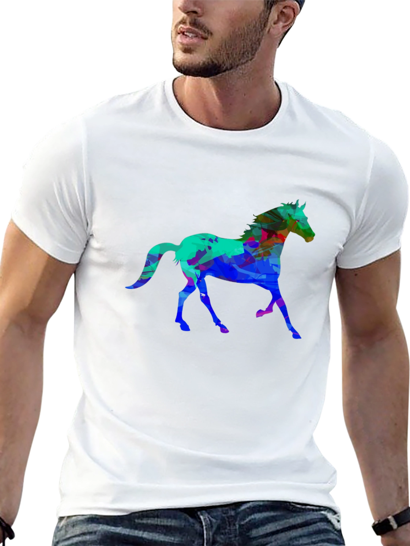 Abstract Horse Graphic Black T-Shirt