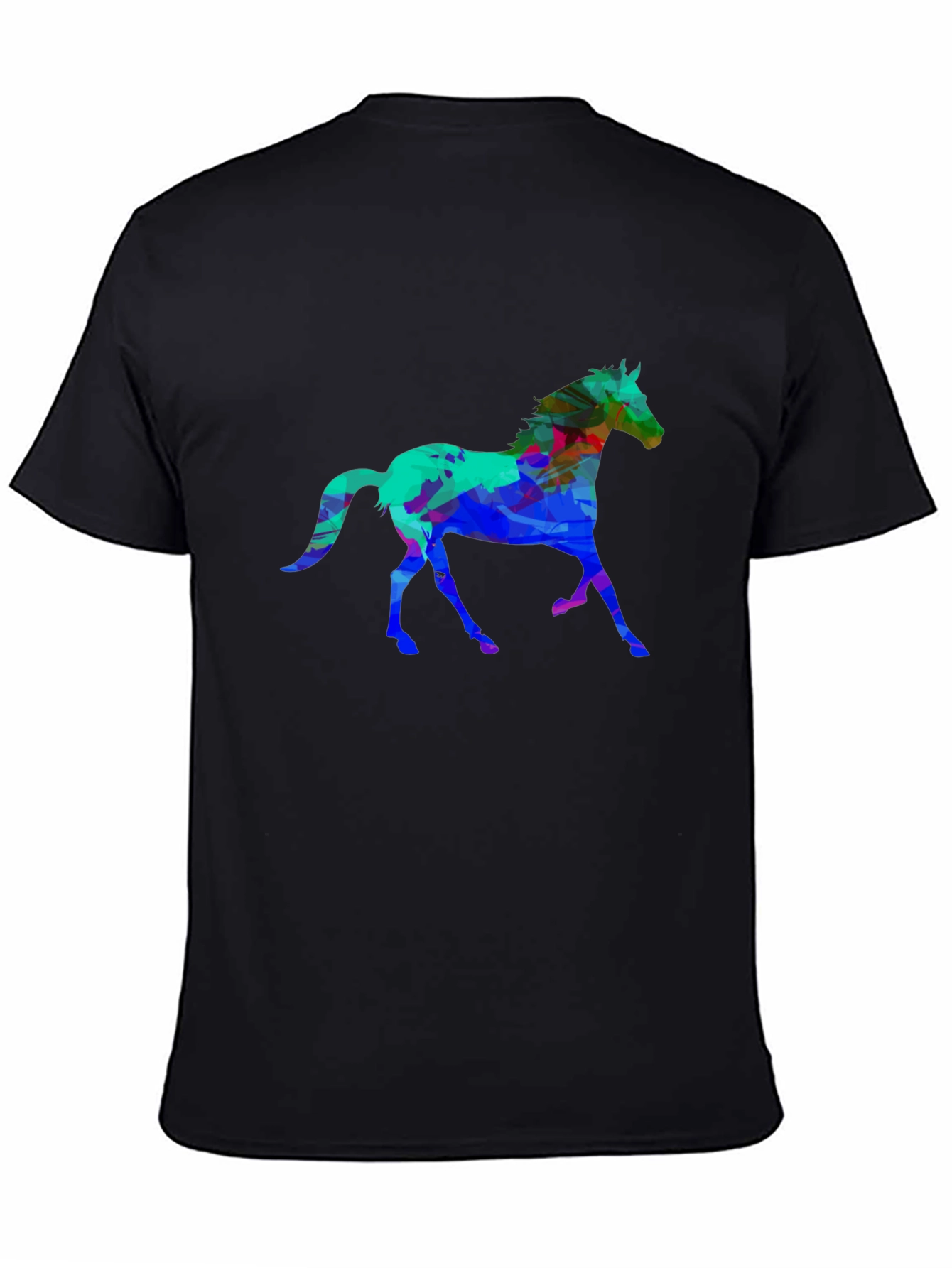 Abstract Horse Graphic Black T-Shirt