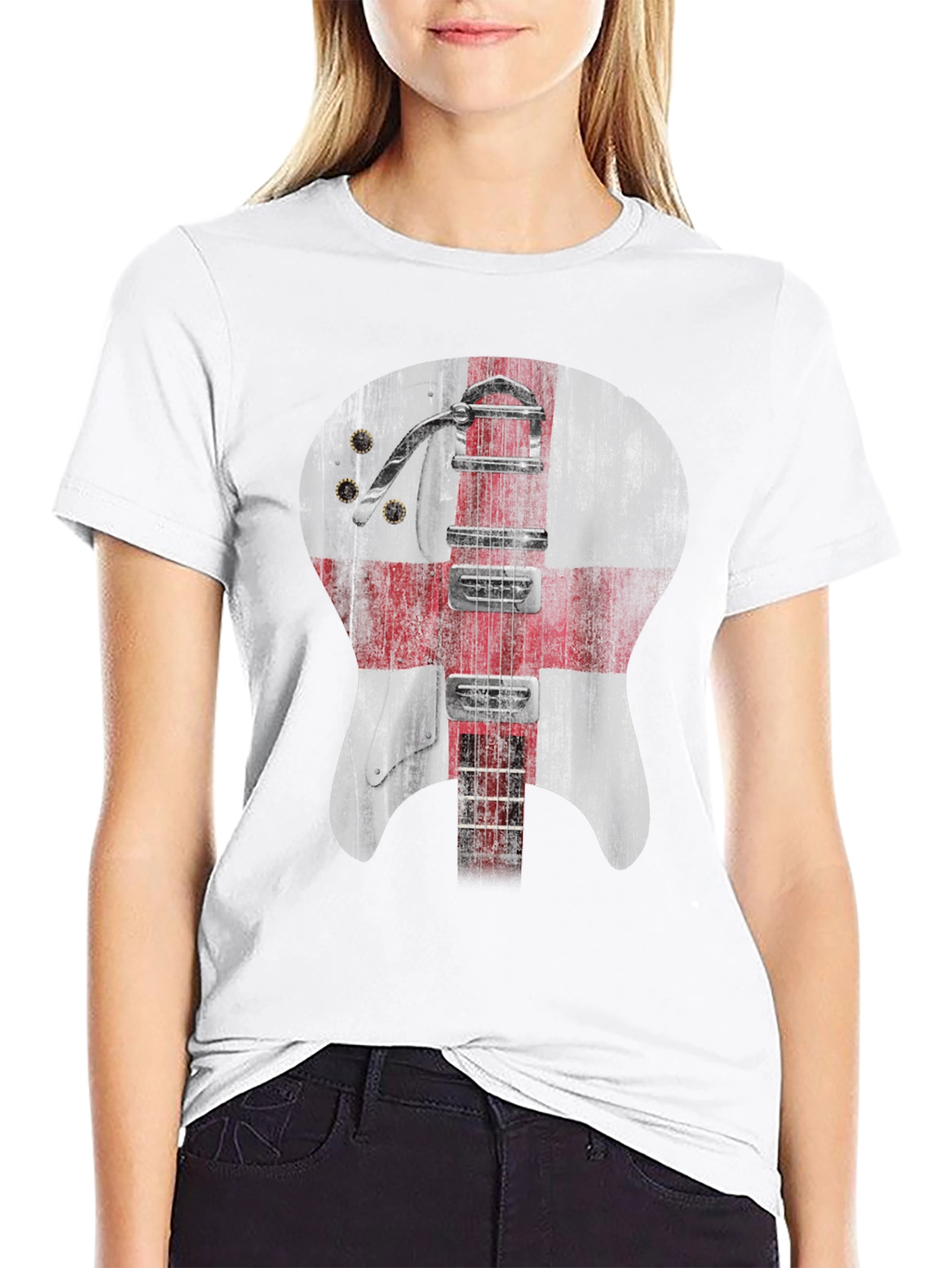 England Flag Guitar Graphic T-Shirt