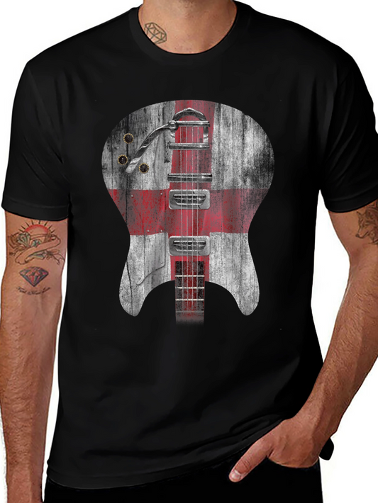 England Flag Guitar Graphic T-Shirt