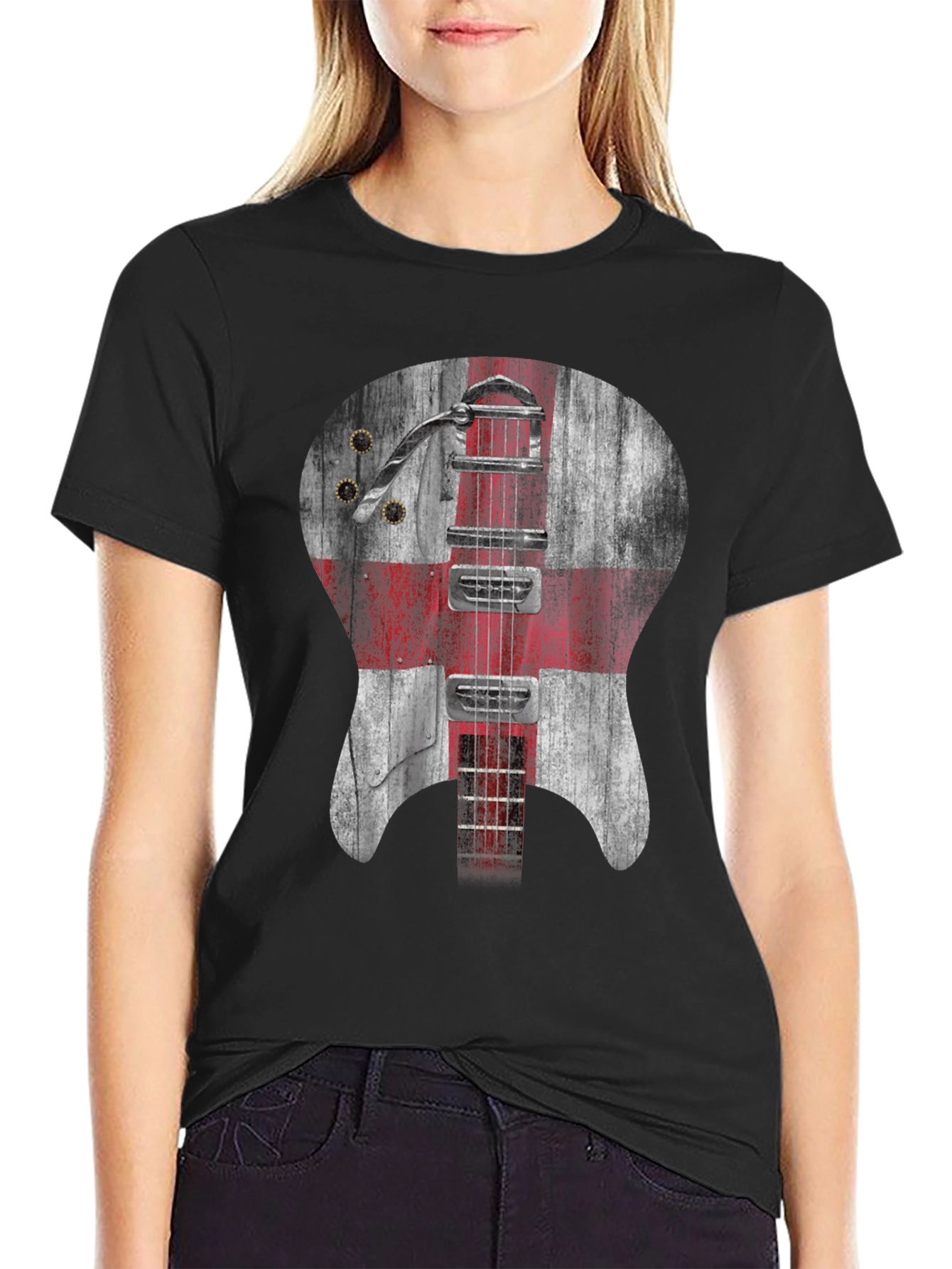 England Flag Guitar Graphic T-Shirt