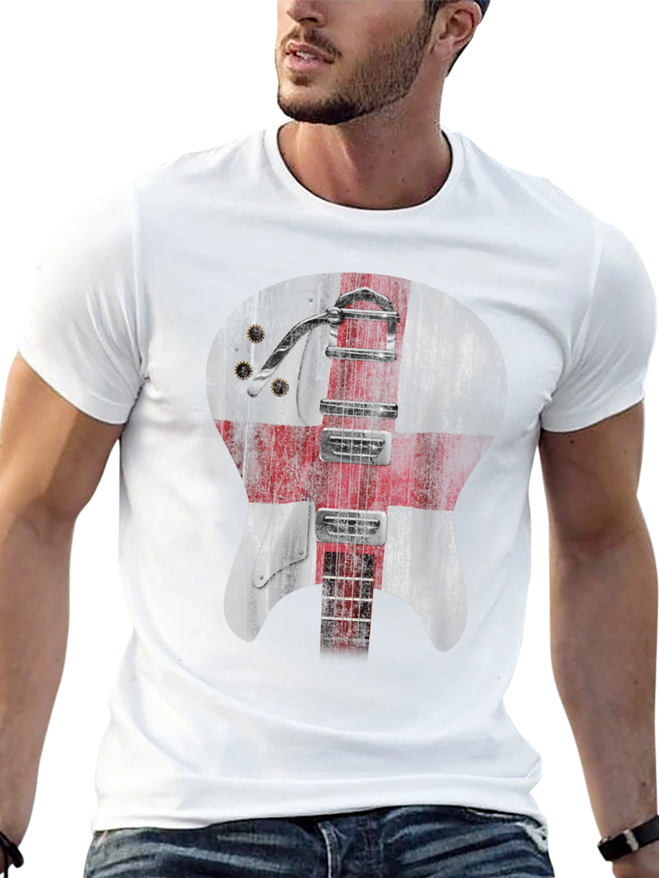 England Flag Guitar Graphic T-Shirt