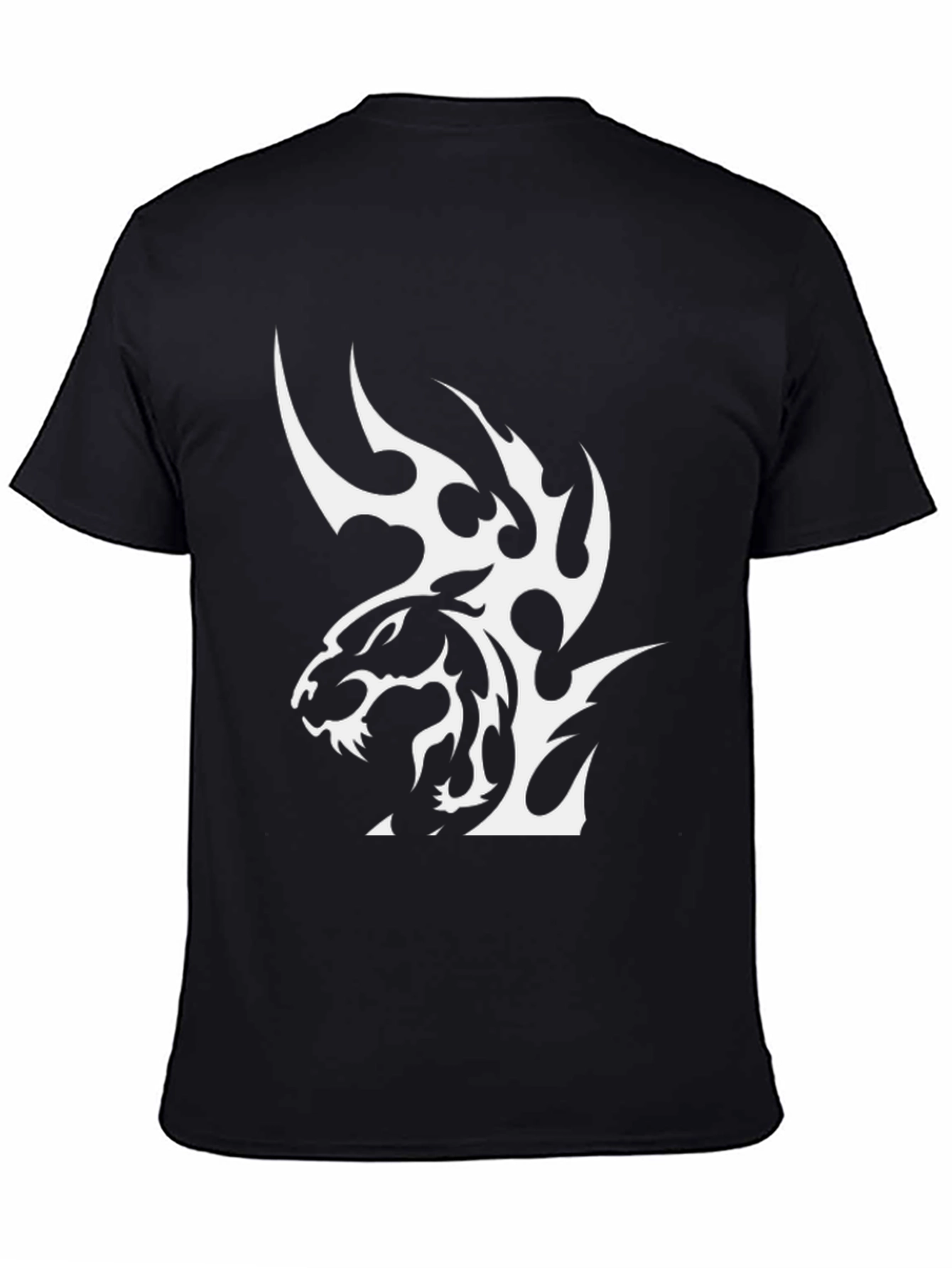 Black T-Shirt with Tribal Tiger Graphic