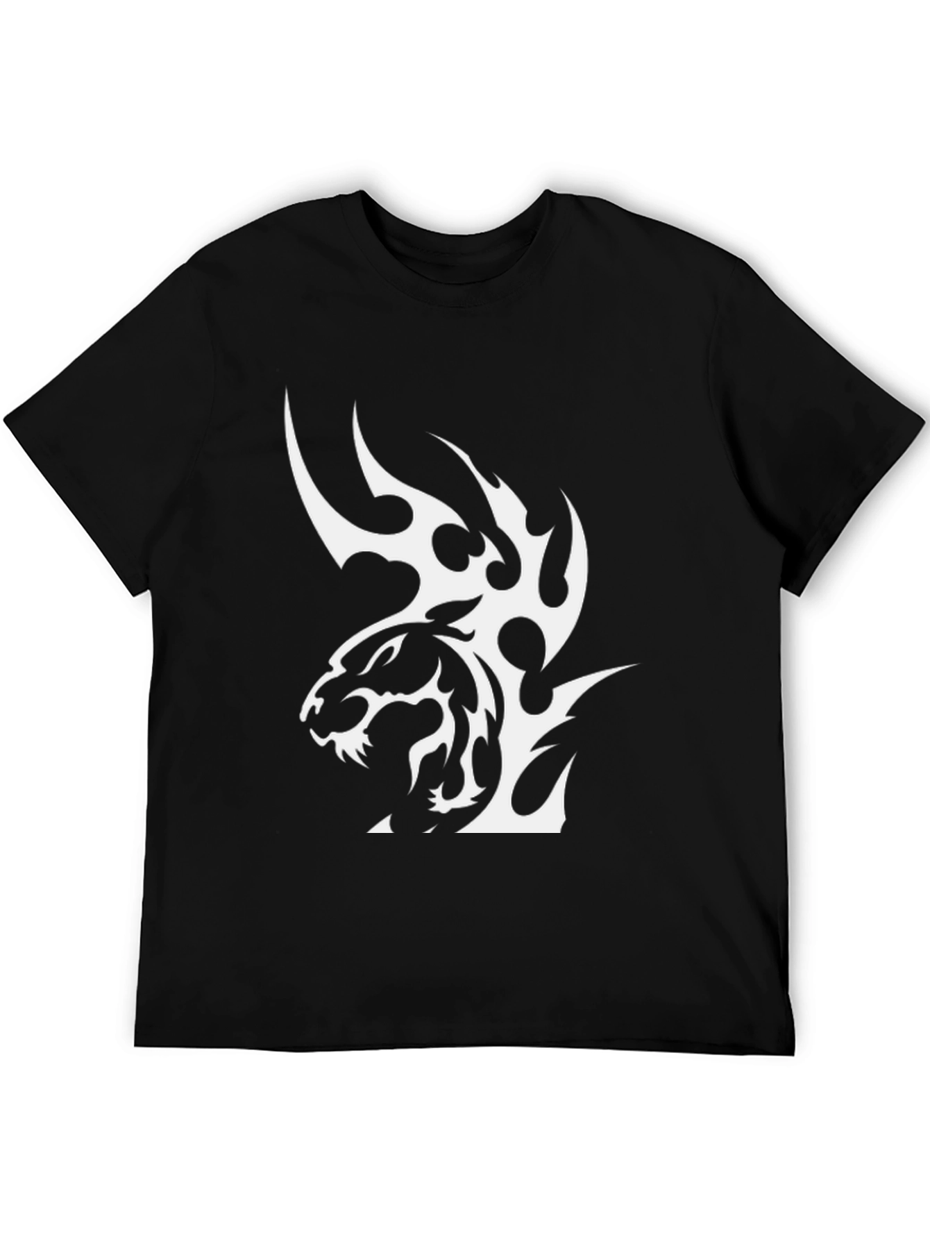 Black T-Shirt with Tribal Tiger Graphic