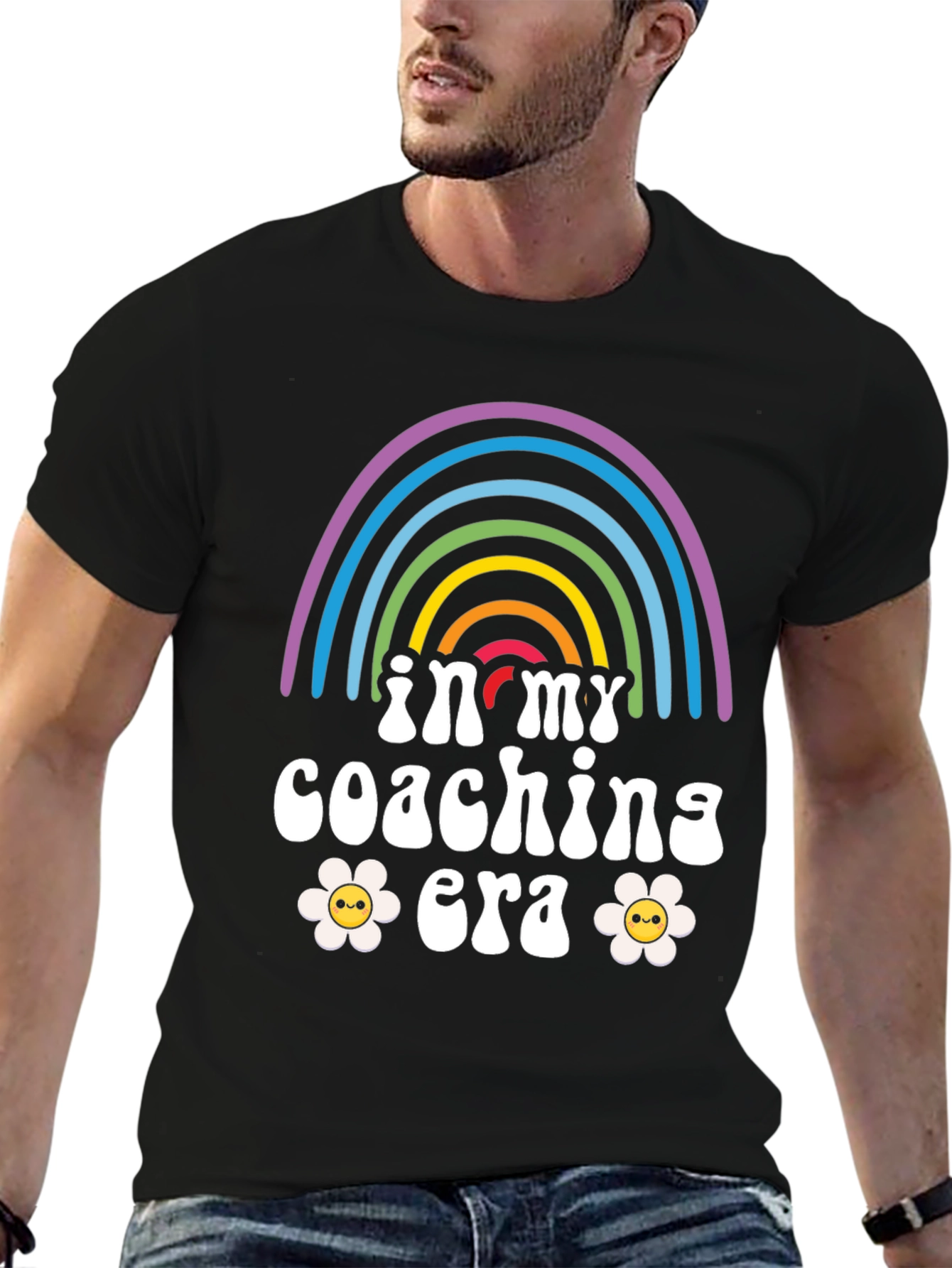 In My Coaching Era T-Shirt Rainbow Flower Graphic Tee