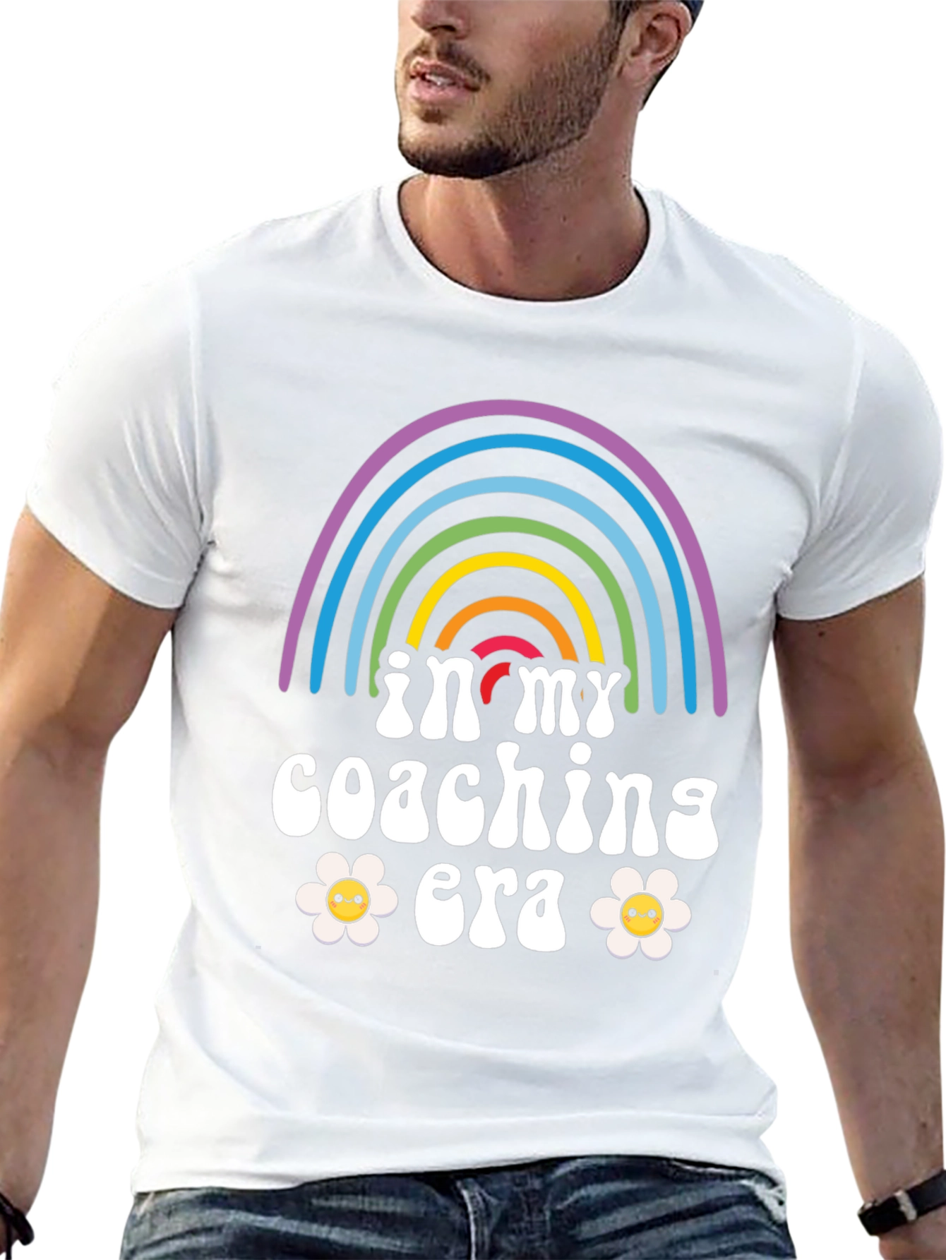 In My Coaching Era T-Shirt Rainbow Flower Graphic Tee