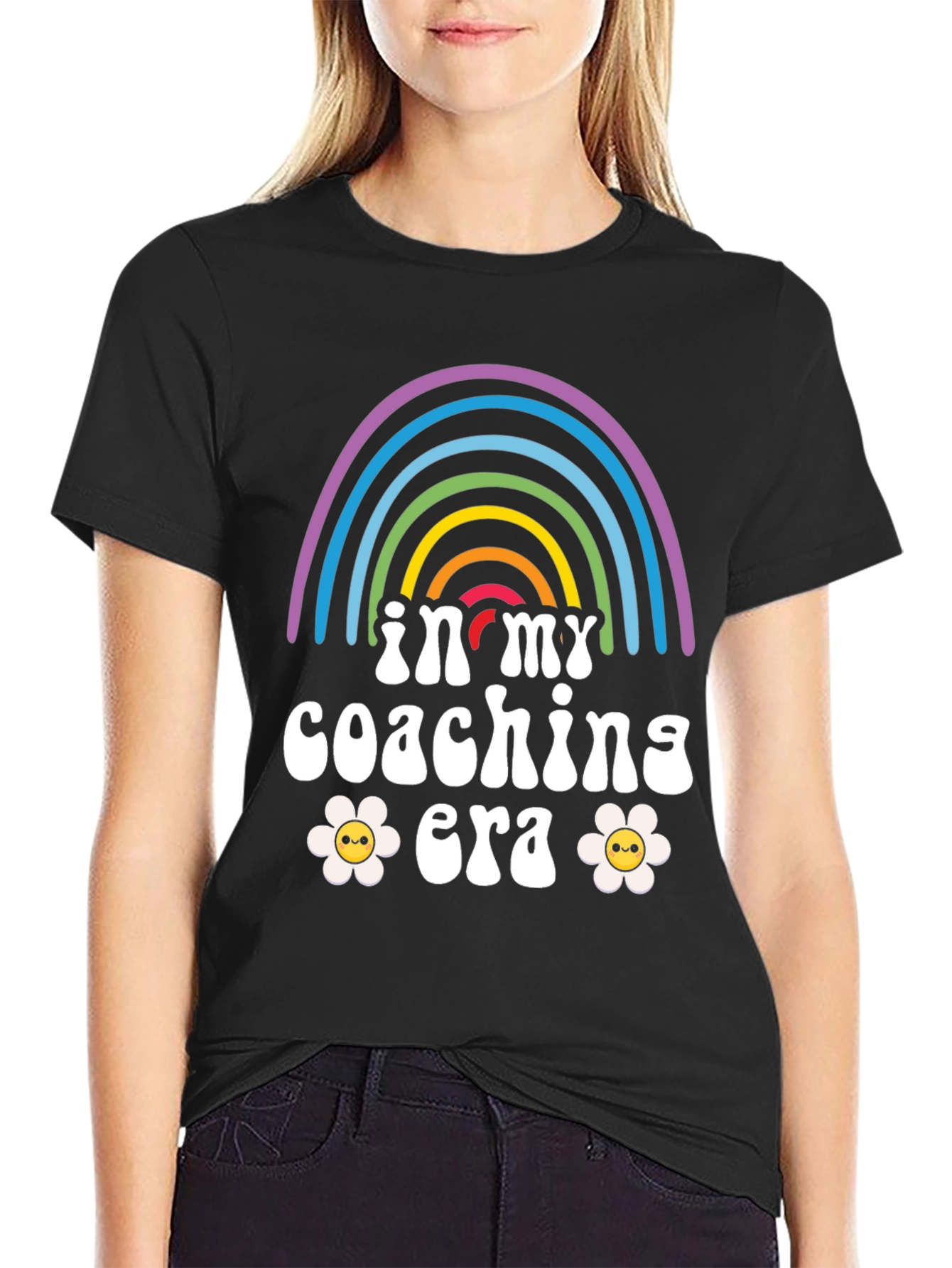 In My Coaching Era T-Shirt Rainbow Flower Graphic Tee