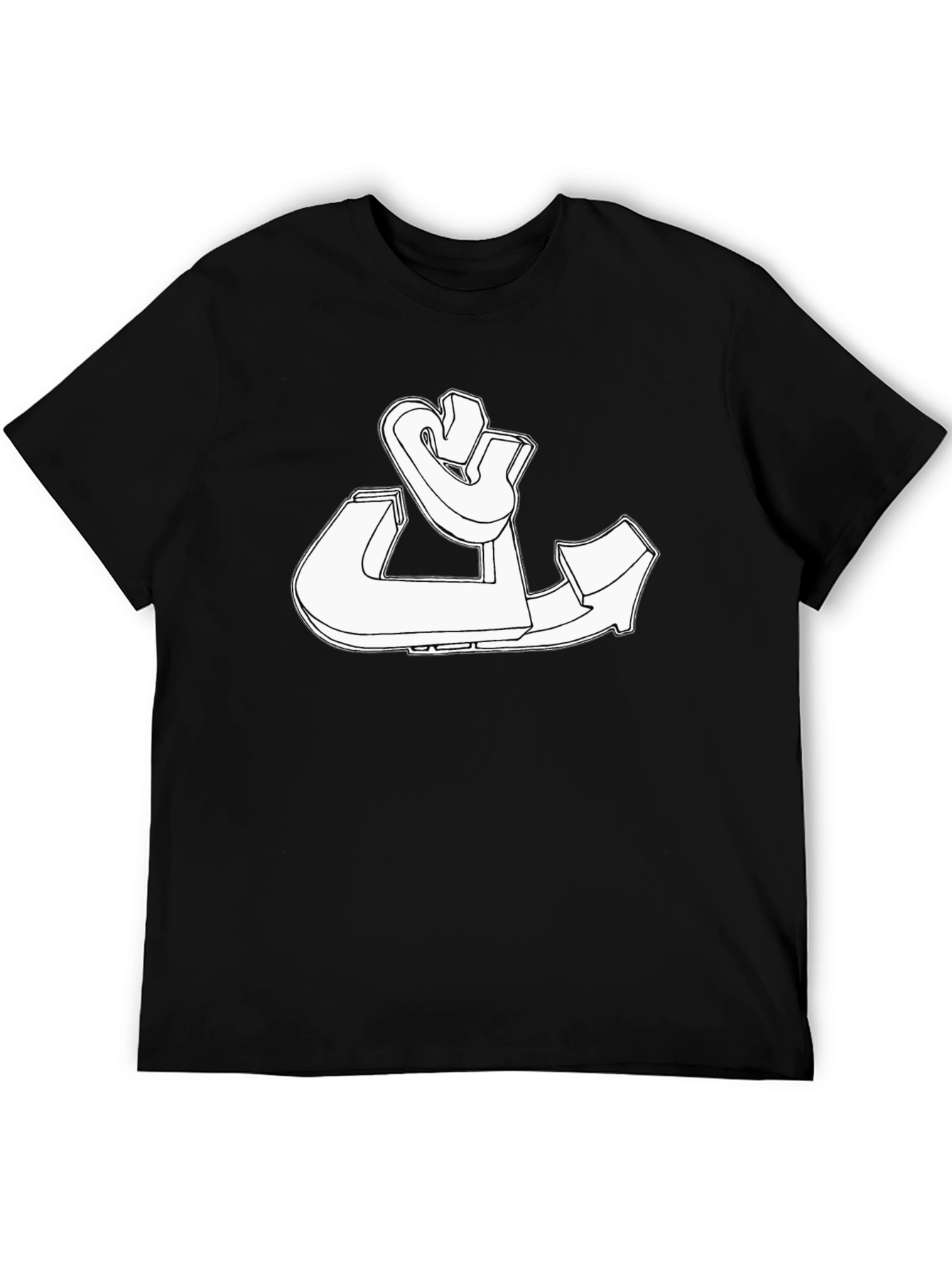 Modern White Graphic Print Black T-Shirt