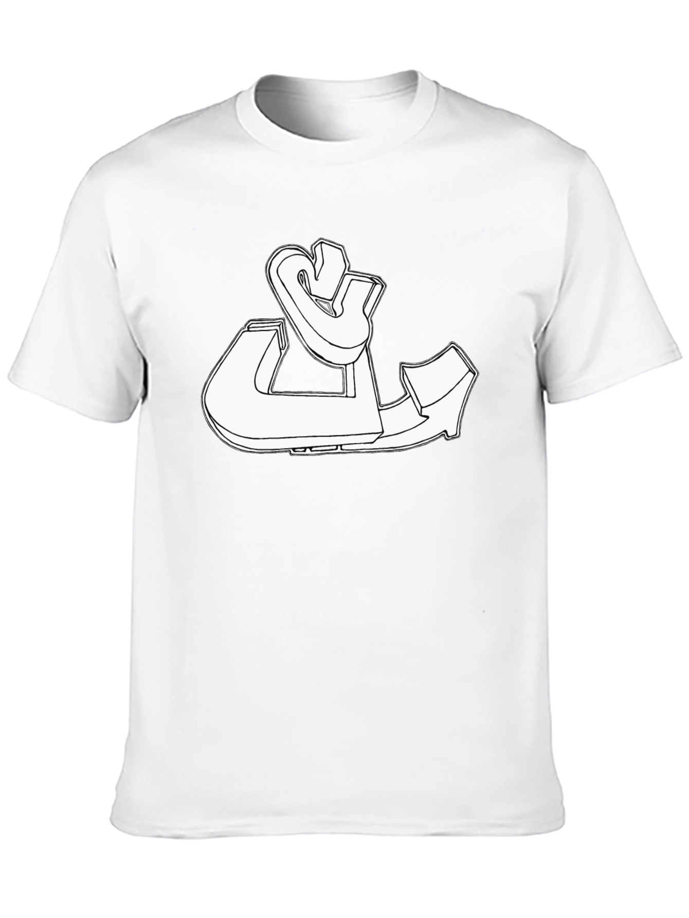 Modern White Graphic Print Black T-Shirt