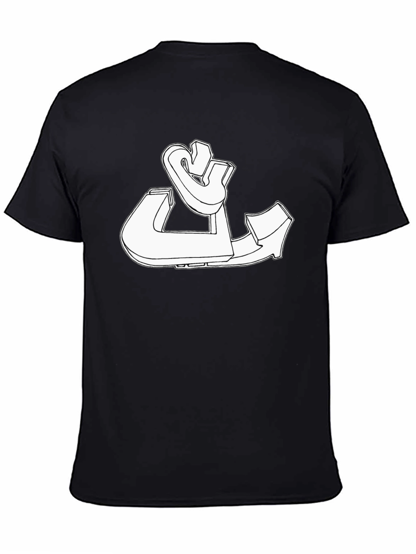 Modern White Graphic Print Black T-Shirt