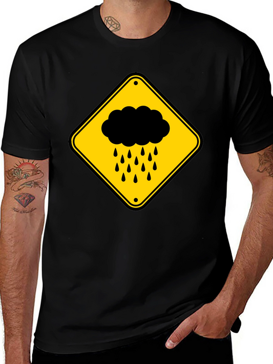 Rainy Day Warning T-Shirt - Black Cotton Tee