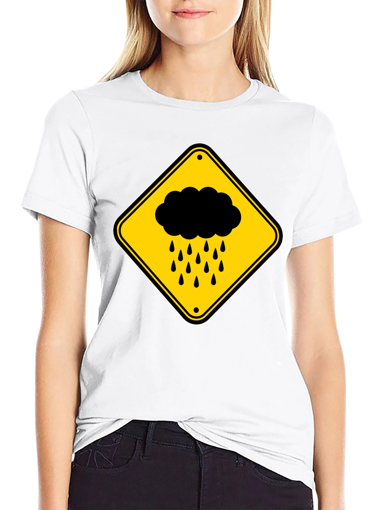 Rainy Day Warning T-Shirt - Black Cotton Tee