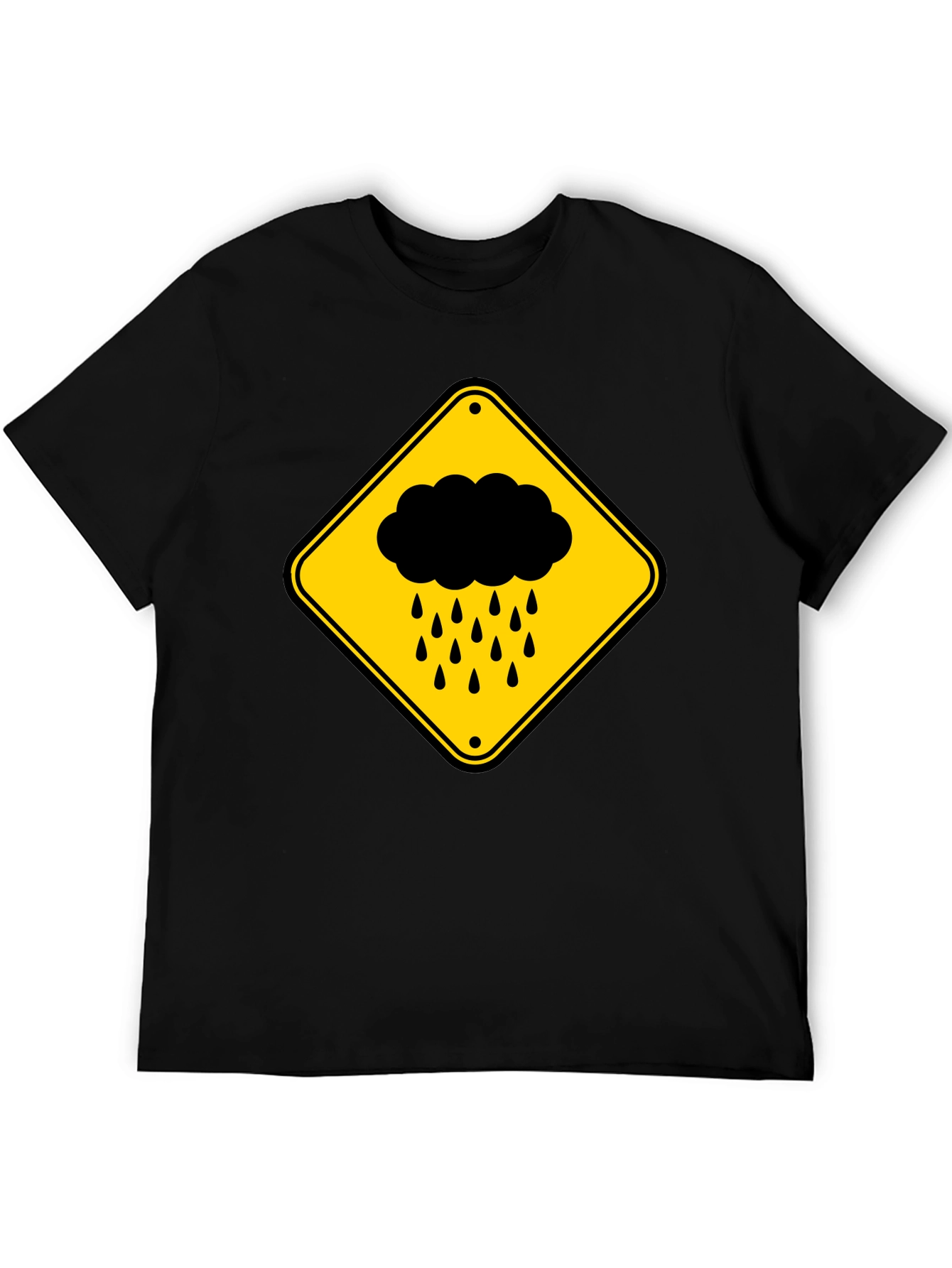 Rainy Day Warning T-Shirt - Black Cotton Tee