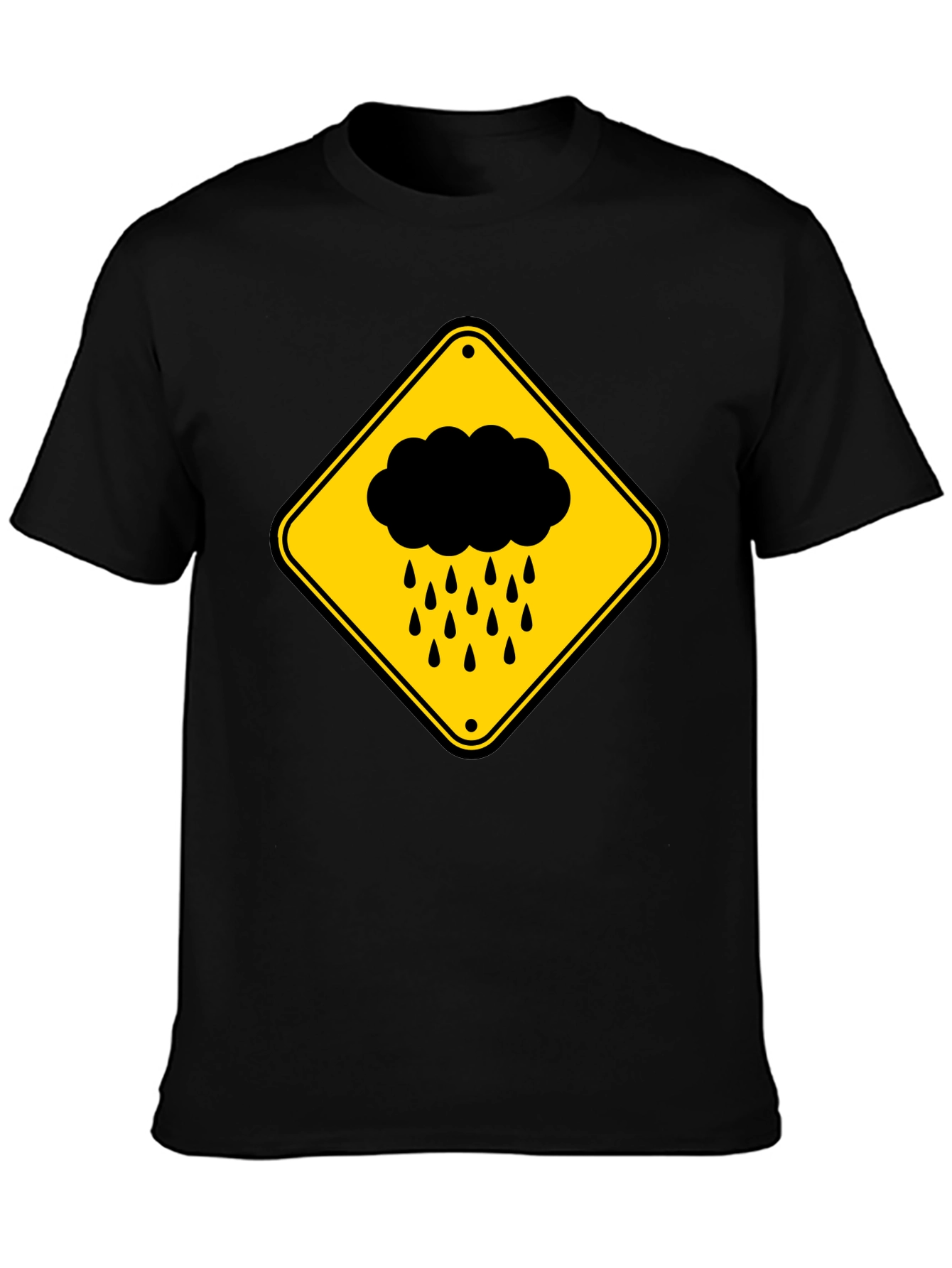 Rainy Day Warning T-Shirt - Black Cotton Tee