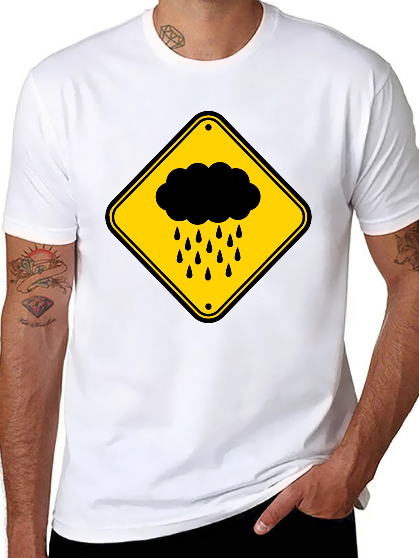 Rainy Day Warning T-Shirt - Black Cotton Tee