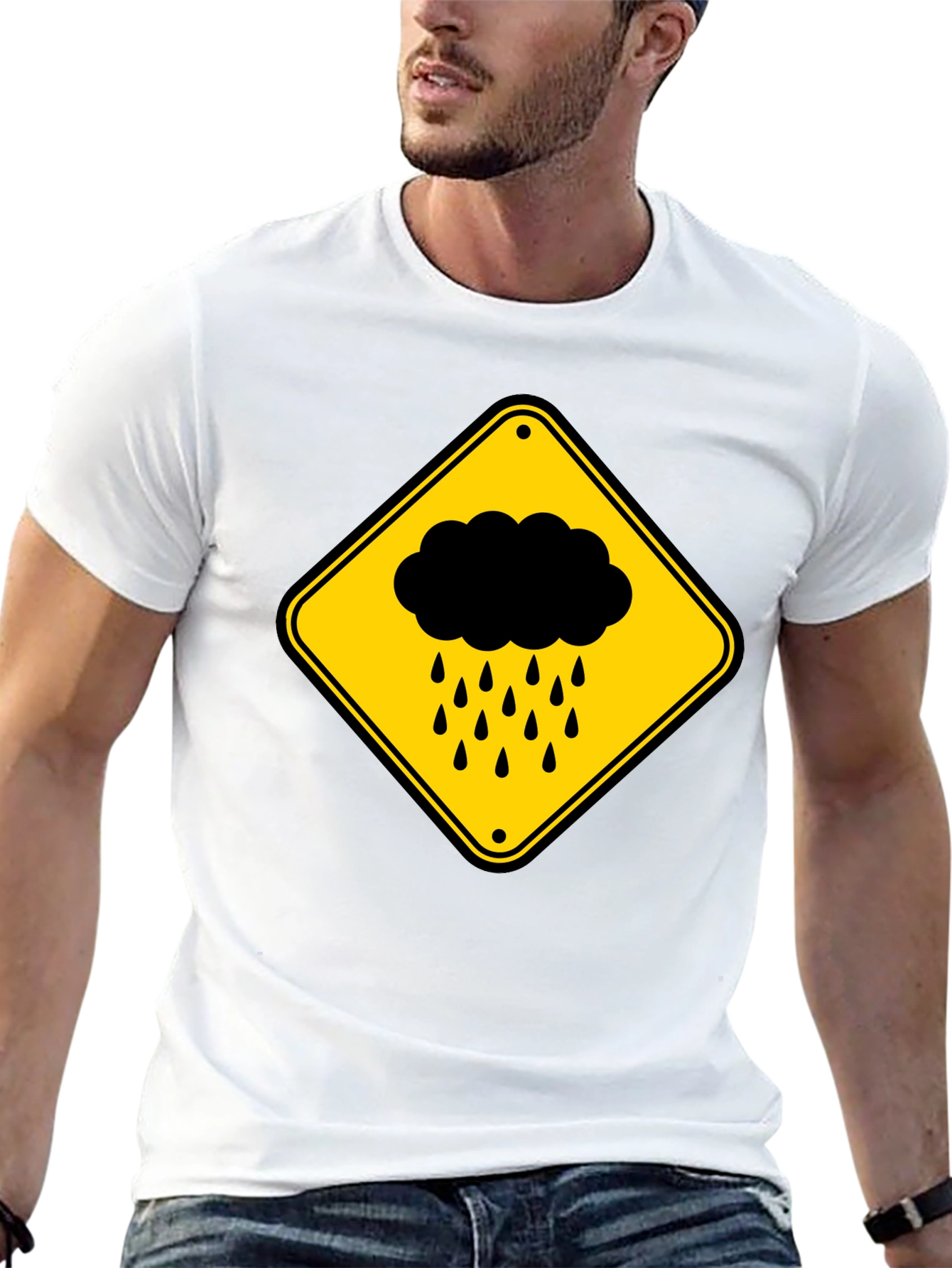 Rainy Day Warning T-Shirt - Black Cotton Tee