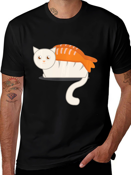 Sushi Cat Graphic T-Shirt - Unique Anime Style