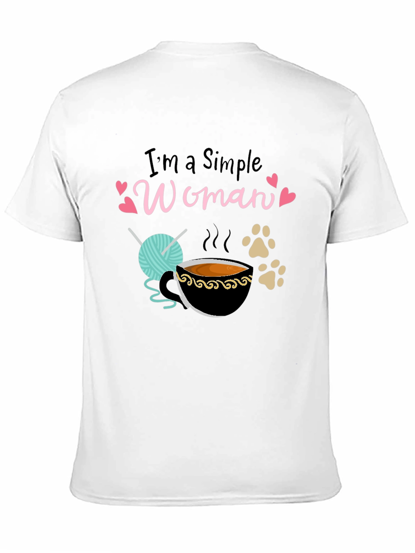 Simple Woman T-Shirt: Yarn Coffee & Paws