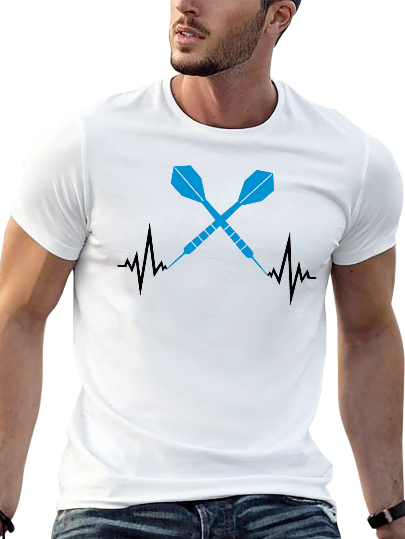 Darts Heartbeat Graphic Tee - Cool Dart Player Shirt