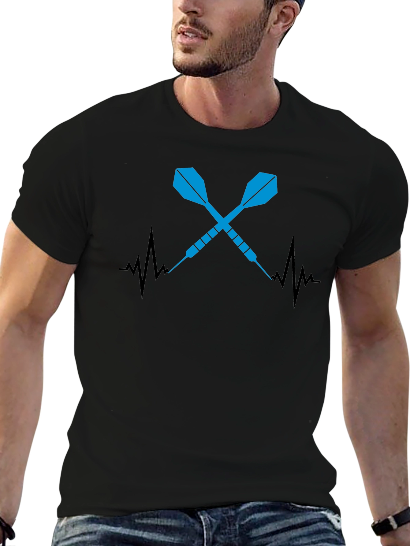 Darts Heartbeat Graphic Tee - Cool Dart Player Shirt
