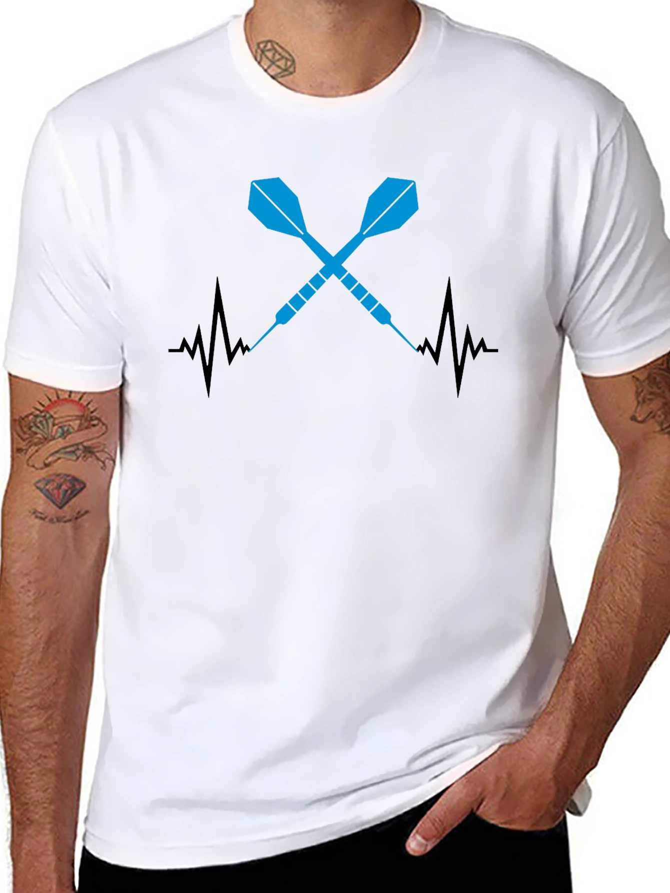 Darts Heartbeat Graphic Tee - Cool Dart Player Shirt