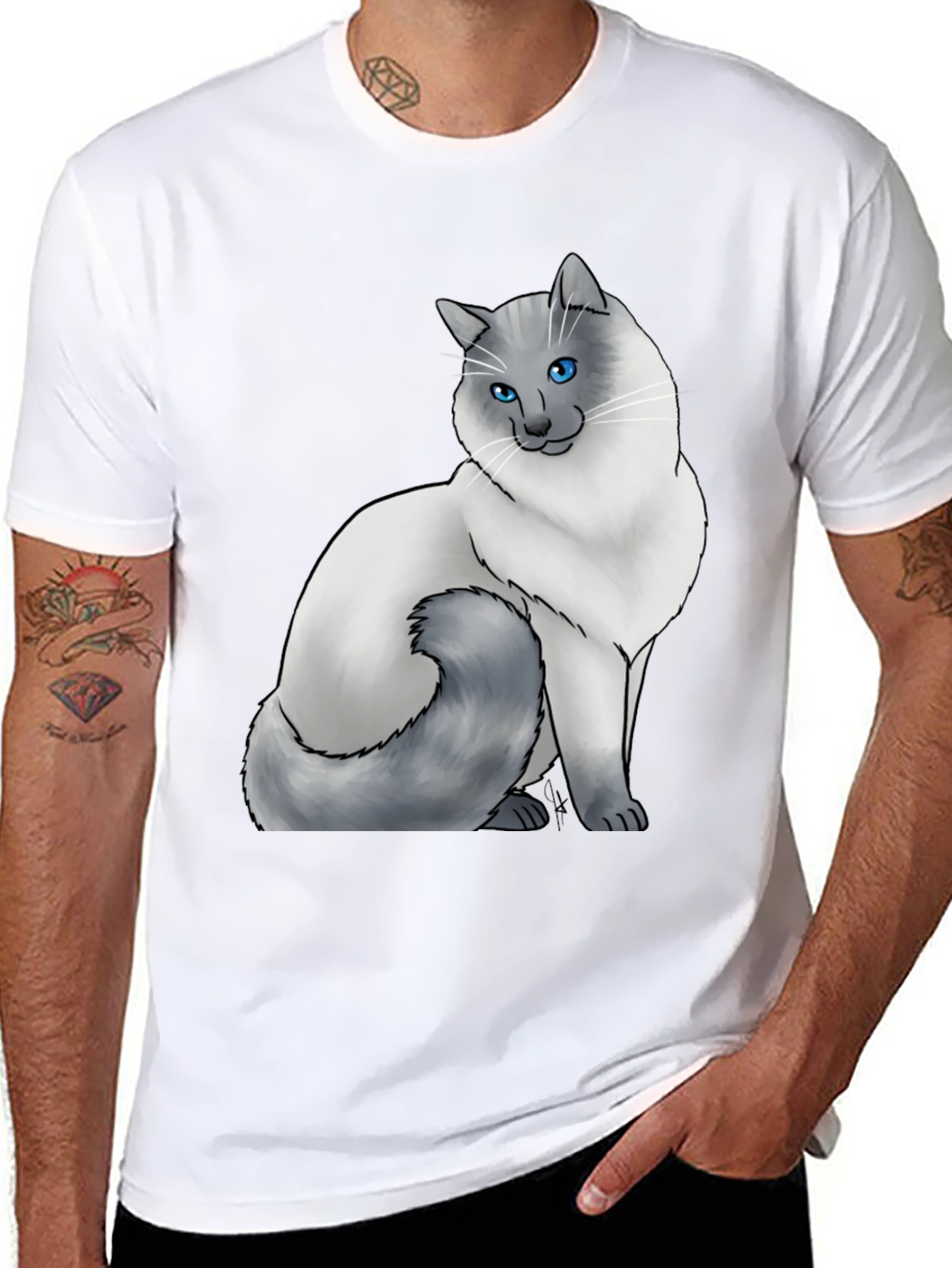 Cat Lover T-Shirt - Blue Eyed Cat Graphic Tee