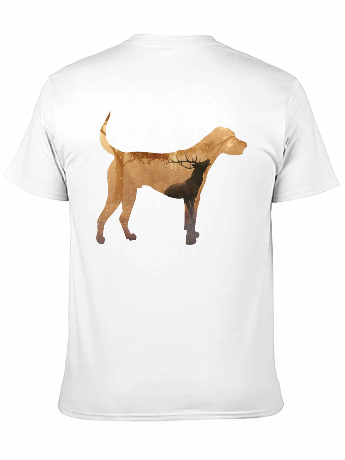 Dog and Deer Silhouette Graphic Tee - Black