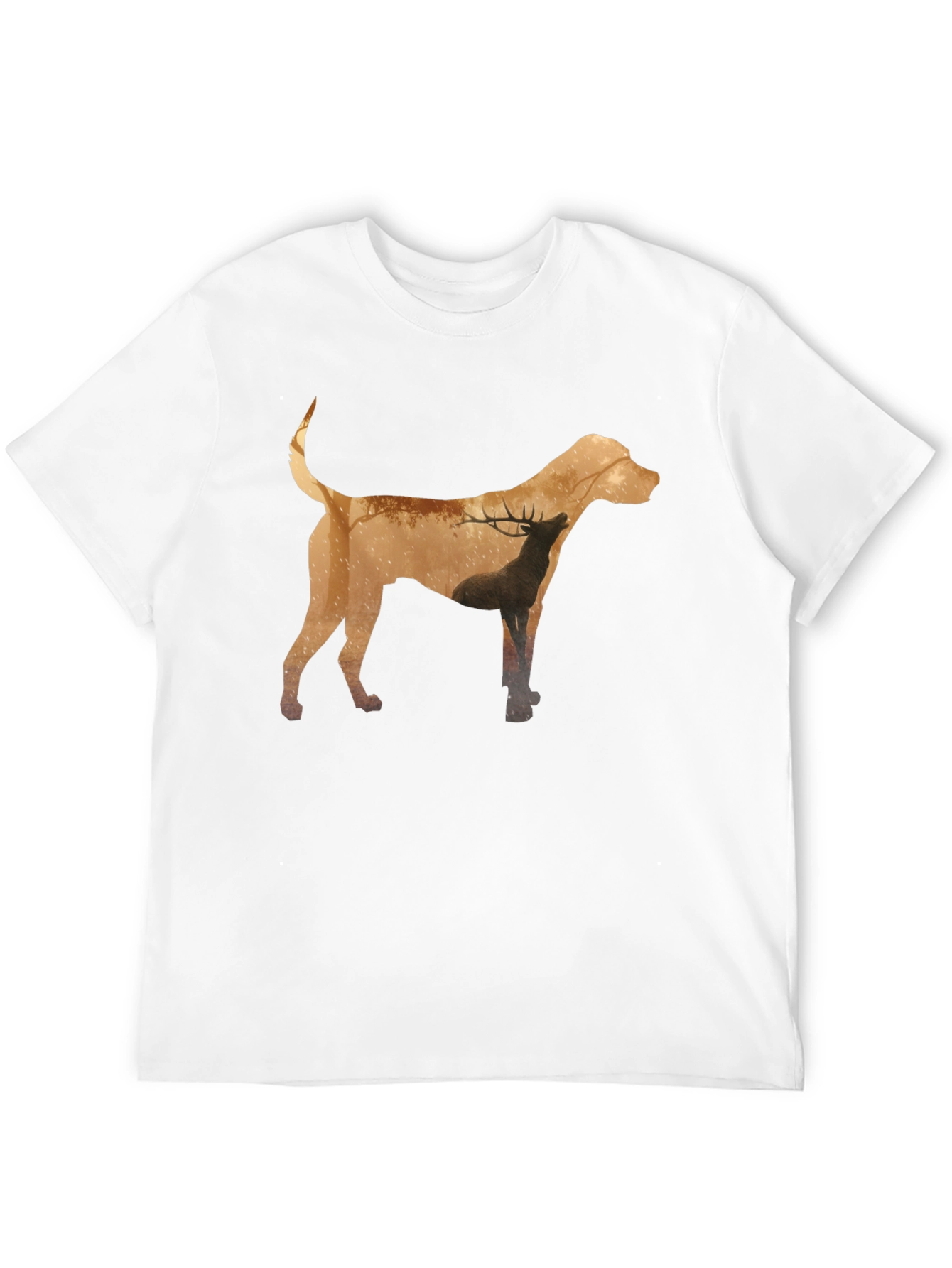 Dog and Deer Silhouette Graphic Tee - Black