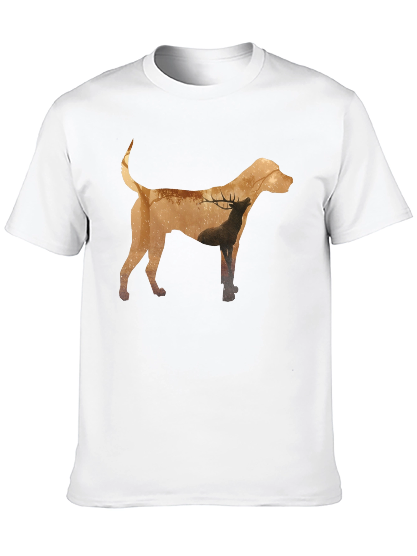 Dog and Deer Silhouette Graphic Tee - Black