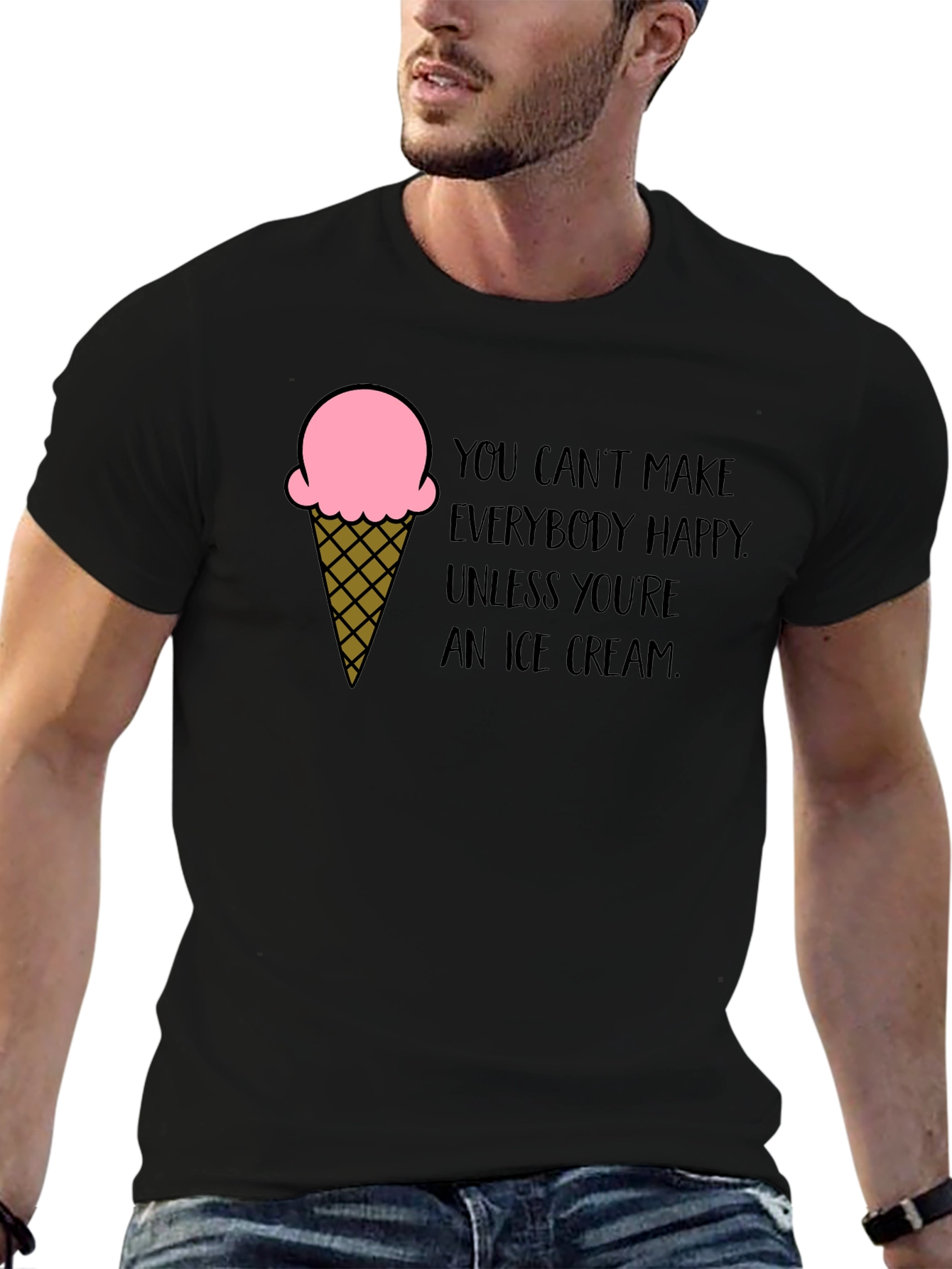 Ice Cream Quote Black T-Shirt