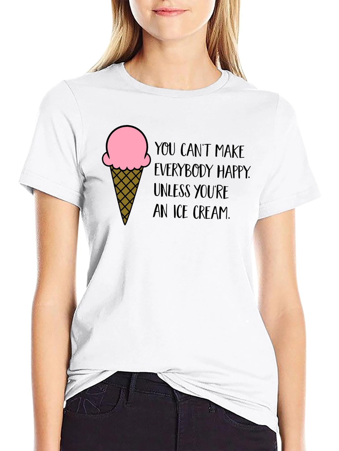 Ice Cream Quote Black T-Shirt