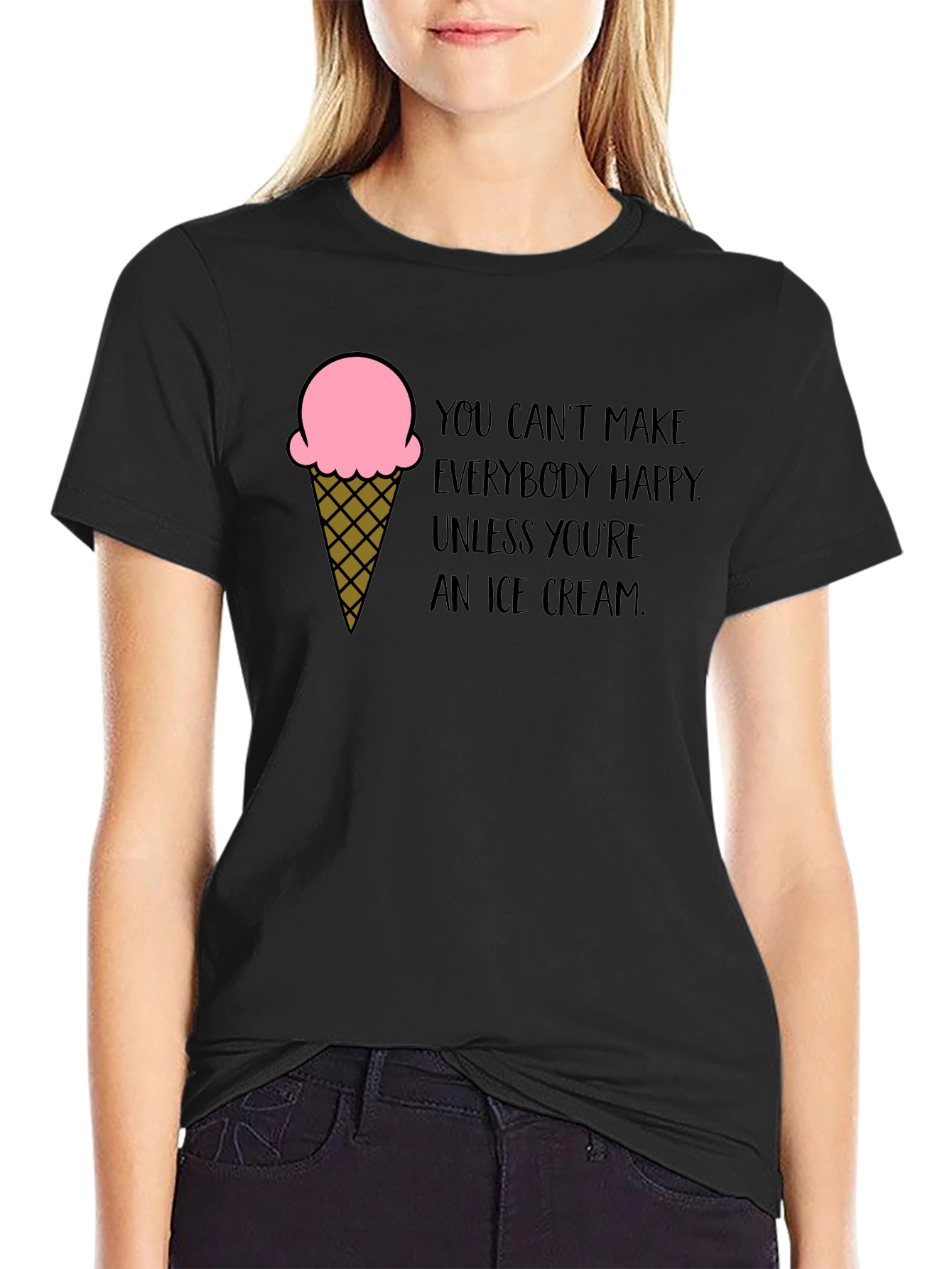 Ice Cream Quote Black T-Shirt
