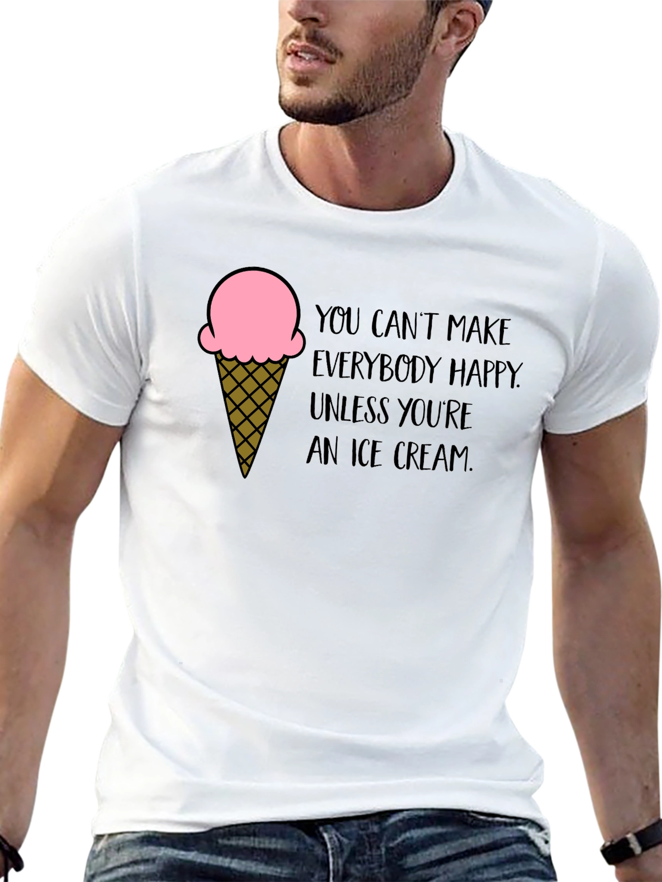Ice Cream Quote Black T-Shirt