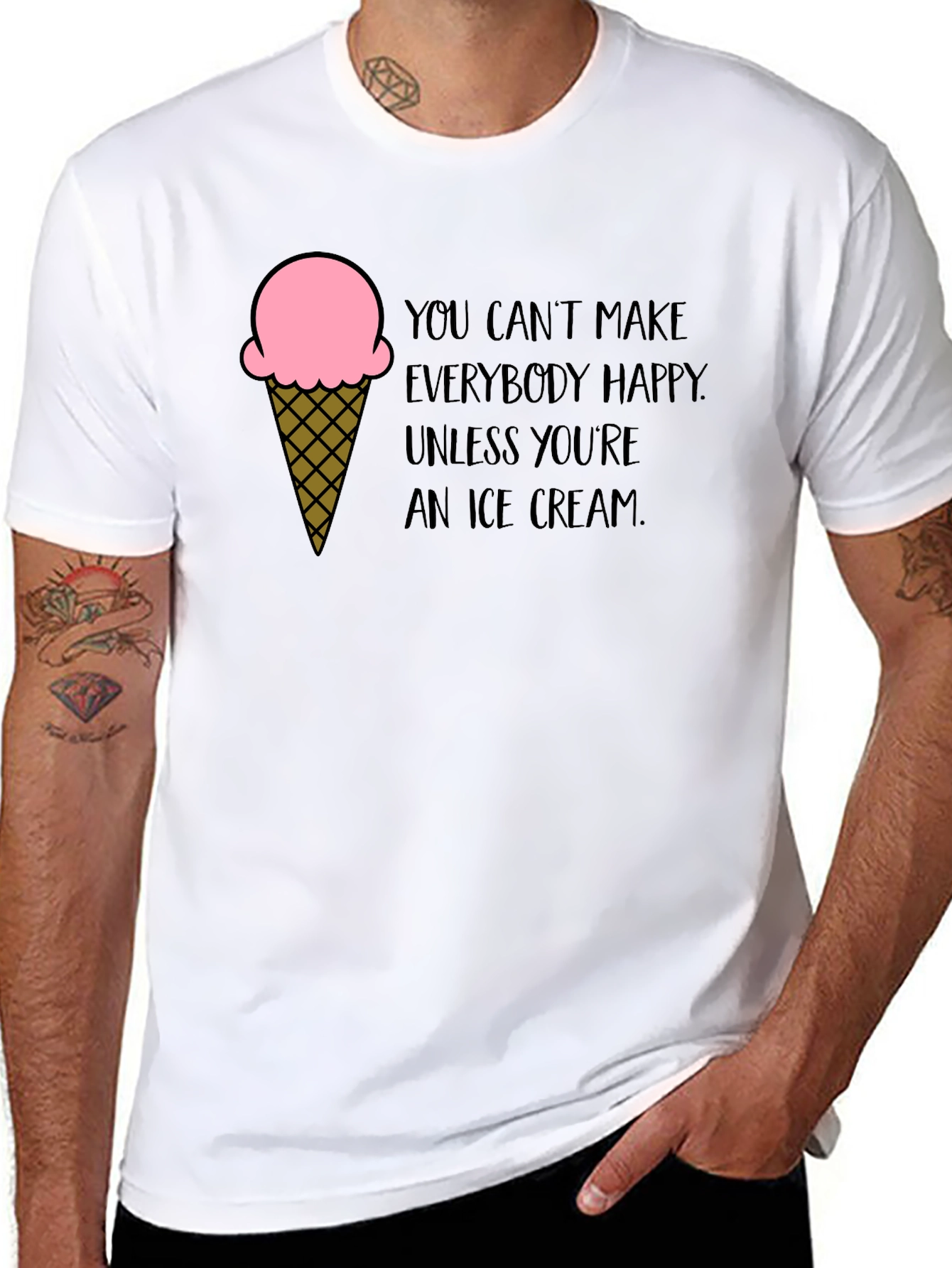 Ice Cream Quote Black T-Shirt