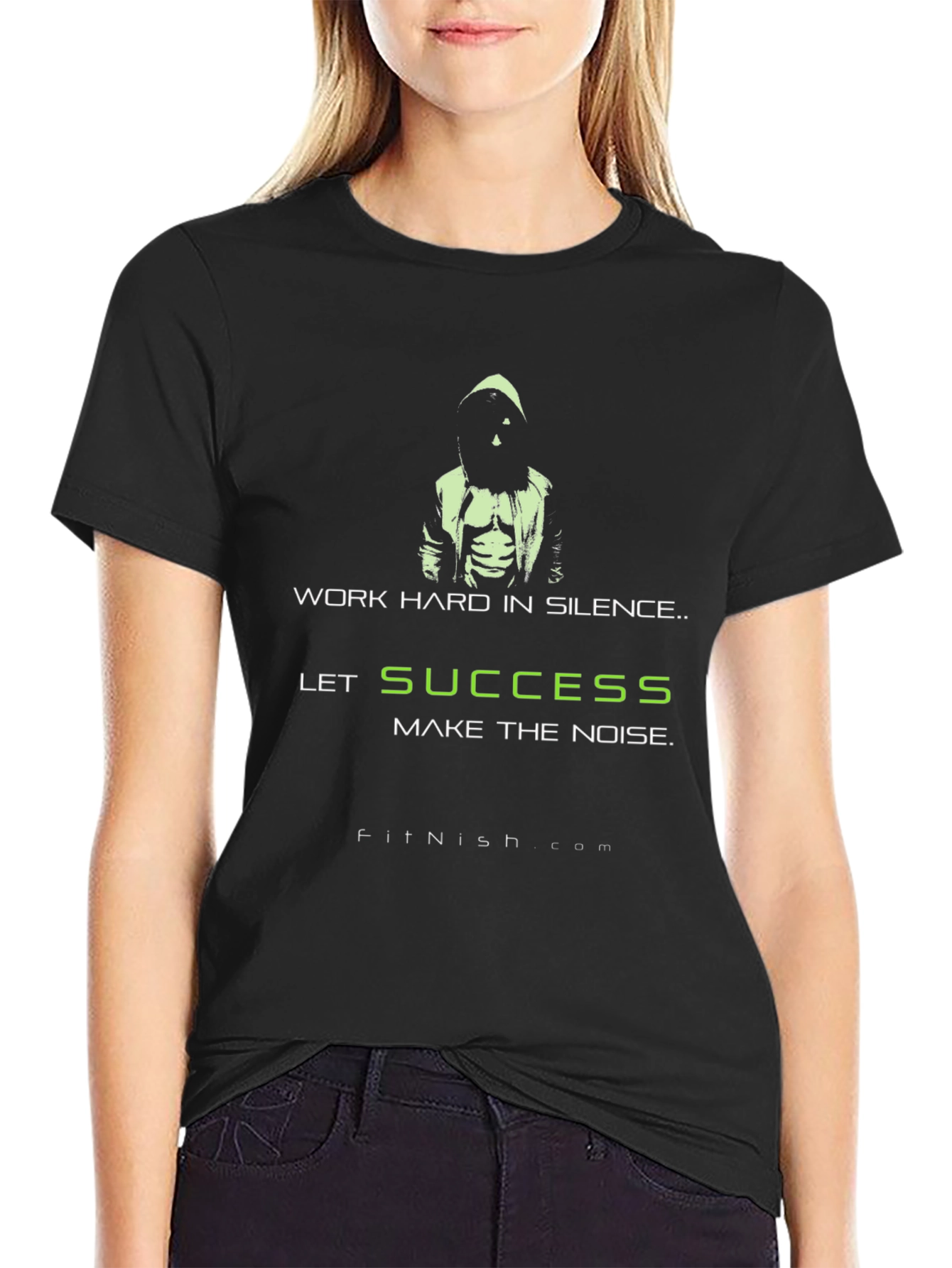 Motivational Workout T-Shirt: Work Hard in Silence