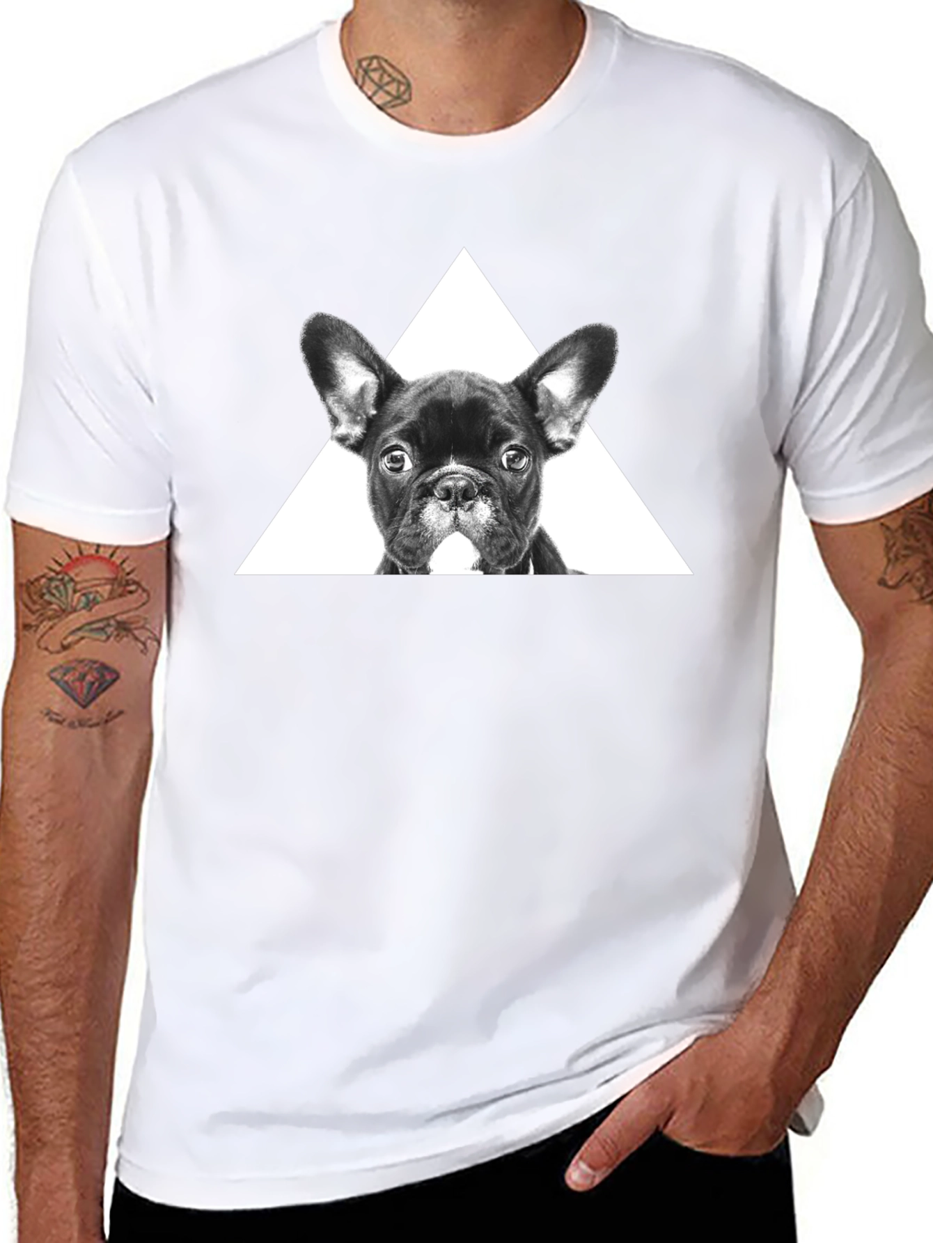 Dog Triangle Graphic Tee - Stylish Unisex Black T-Shirt